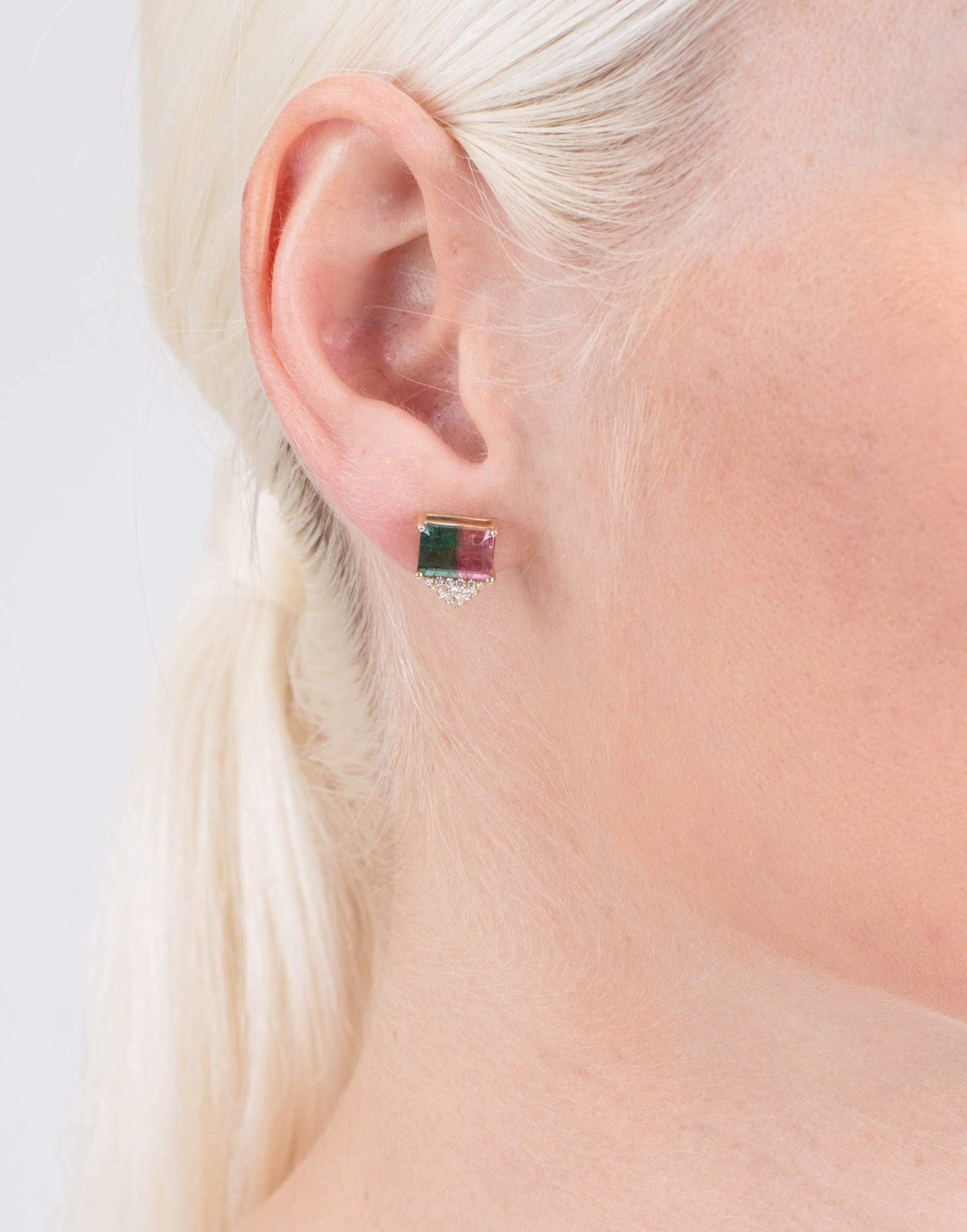 DANA REBECCA DESIGNS-One Of A Kind Watermelon Stud Earrings-YELLOW GOLD