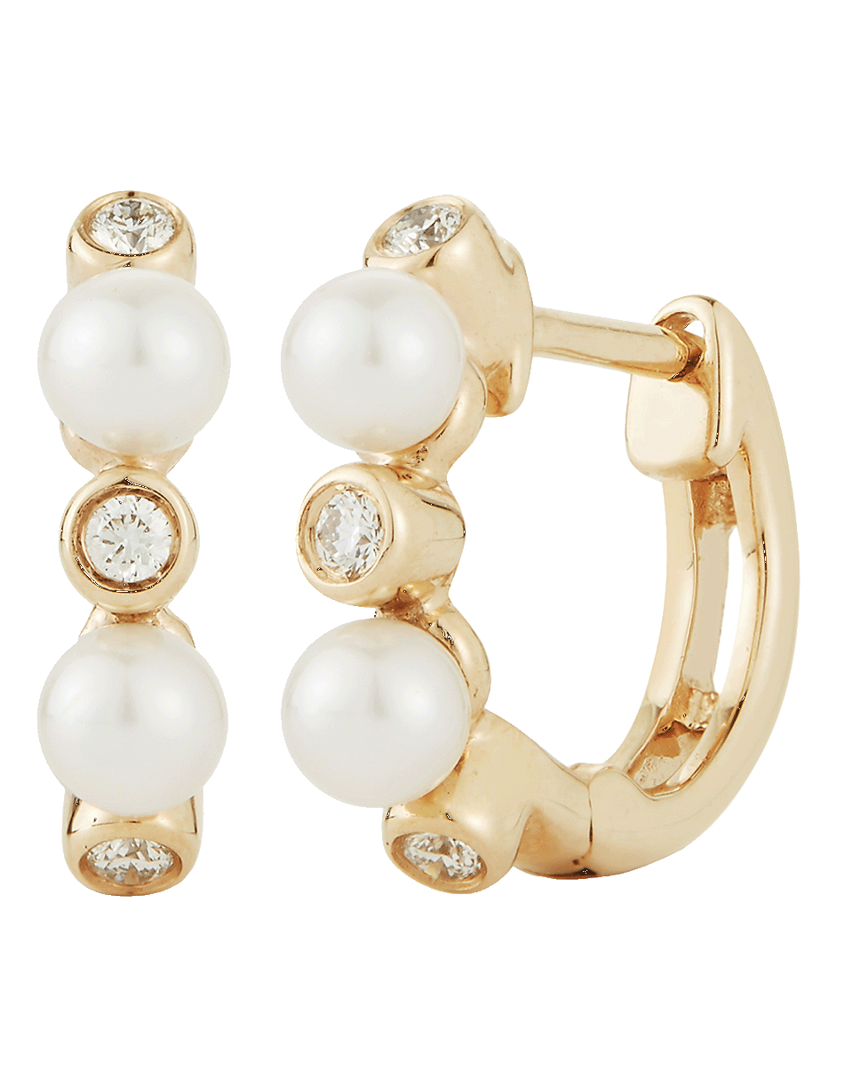 DANA REBECCA DESIGNS-Pearl Ivy Huggie Earrings-YELLOW GOLD