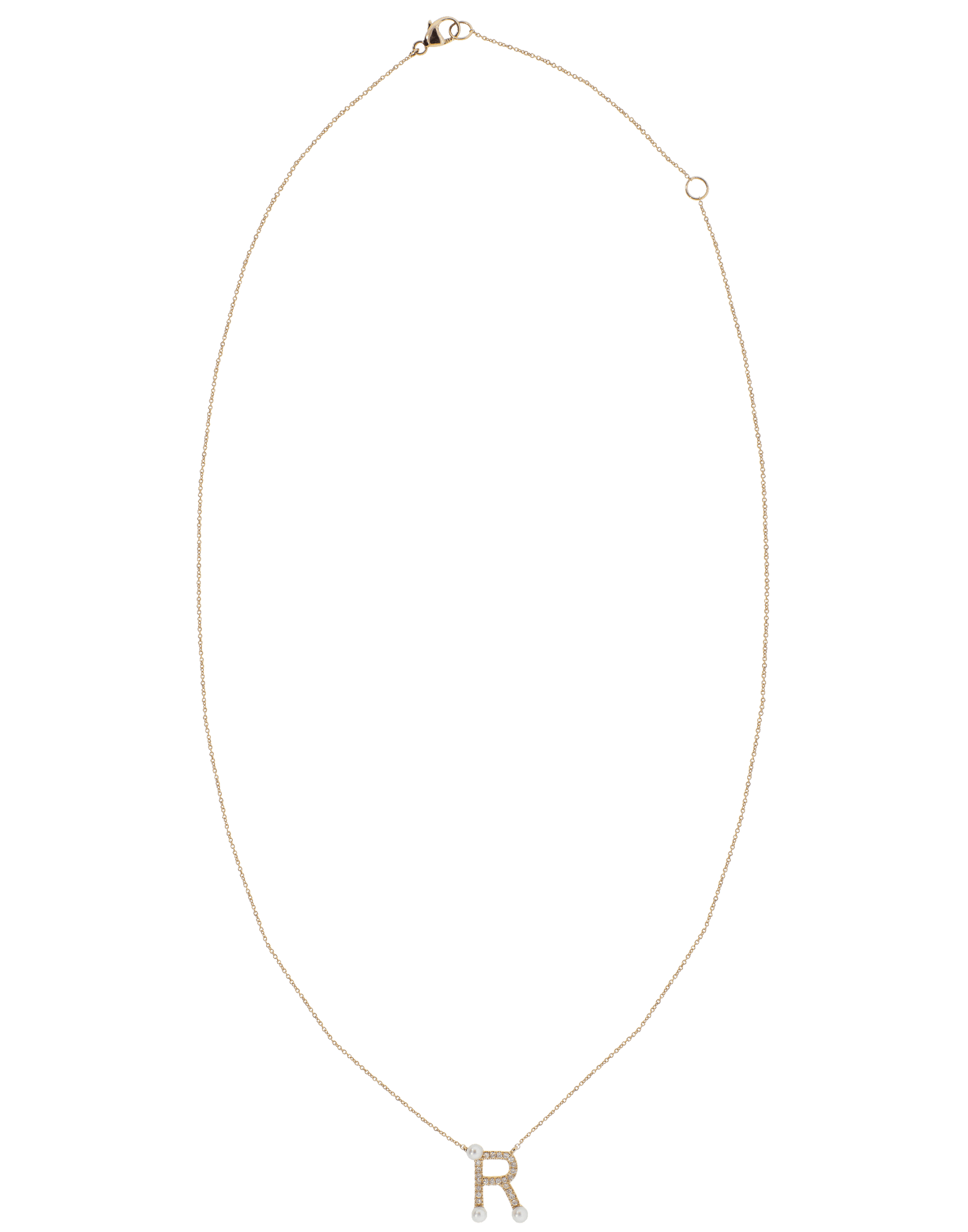 DANA REBECCA DESIGNS-Pearl and Diamond 'R' Pendant Necklace-ROSE GOLD