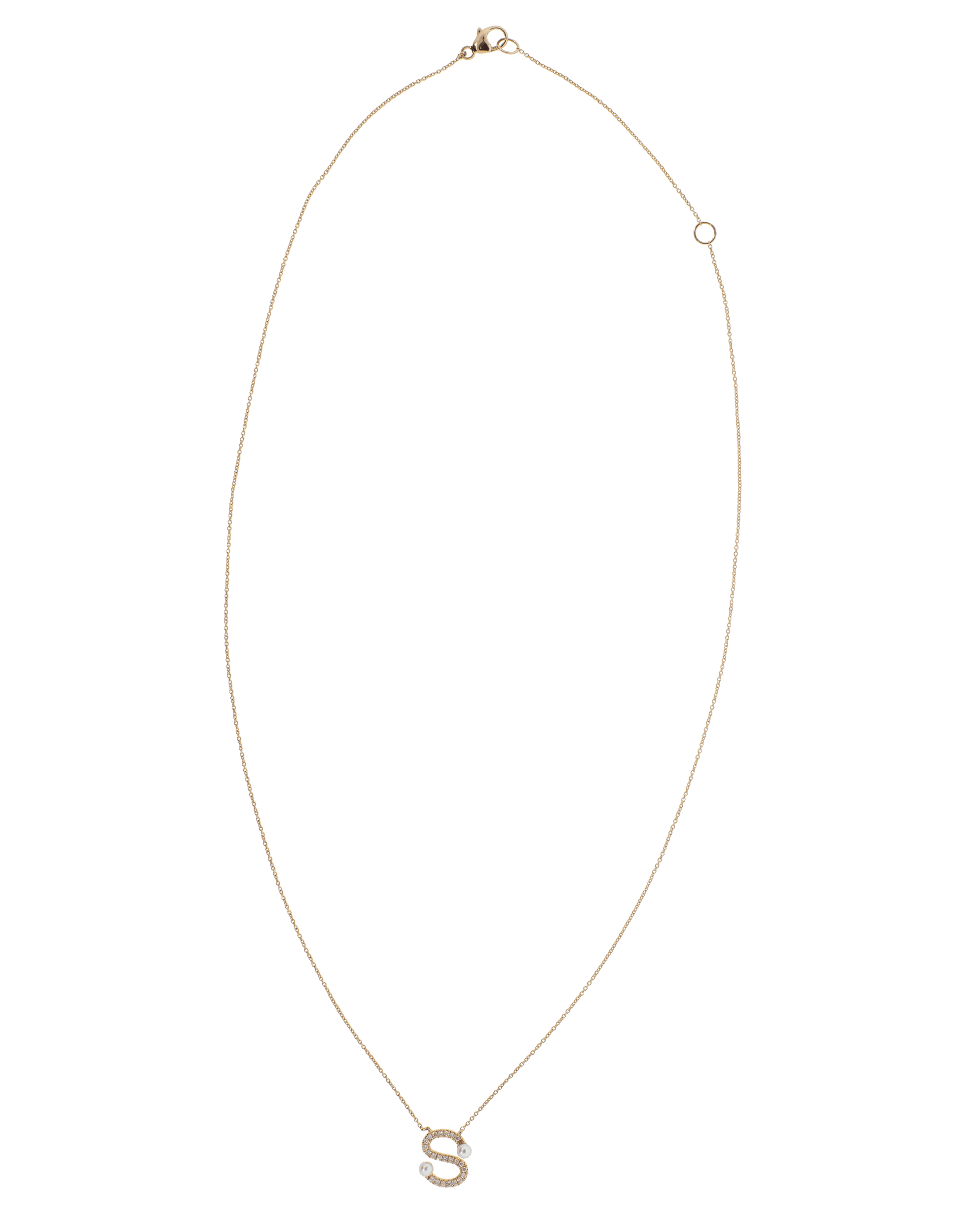 DANA REBECCA DESIGNS-Pearl and Diamond 'S' Pendant Necklace-ROSE GOLD
