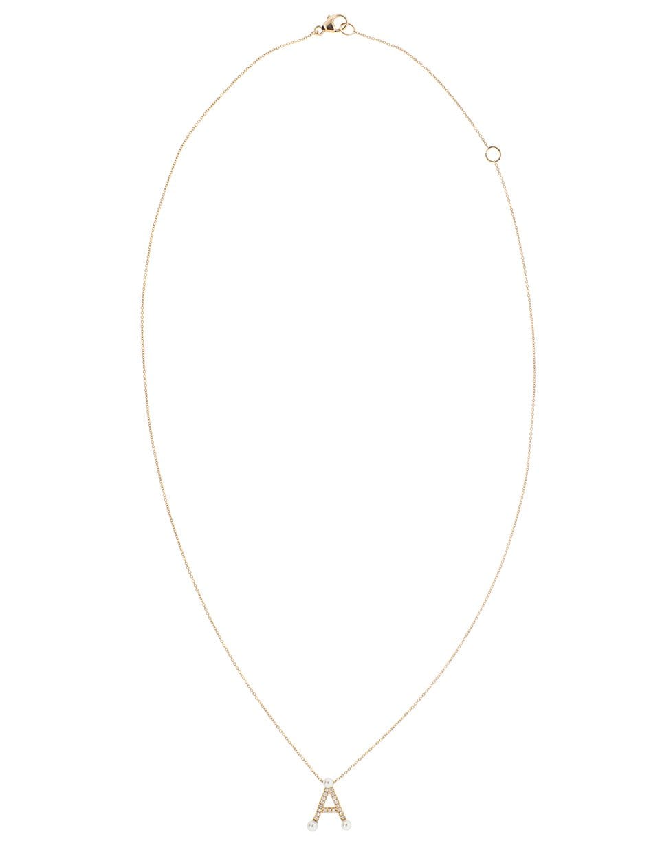 DANA REBECCA DESIGNS-Pearl Ivy Initial A Necklace-ROSE GOLD