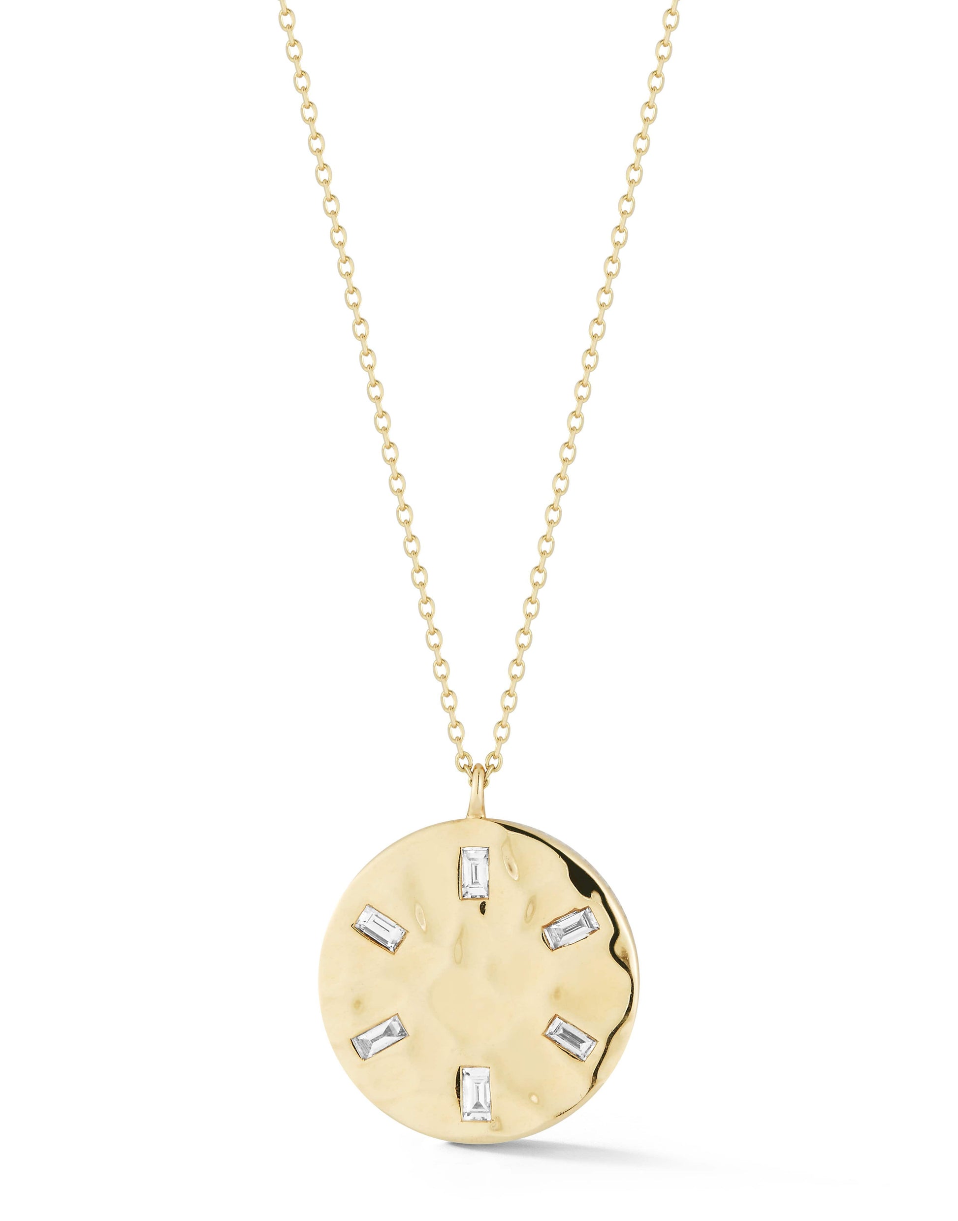 DANA REBECCA DESIGNS-Cynthia Rose Hammered Disc Necklace-YELLOW GOLD