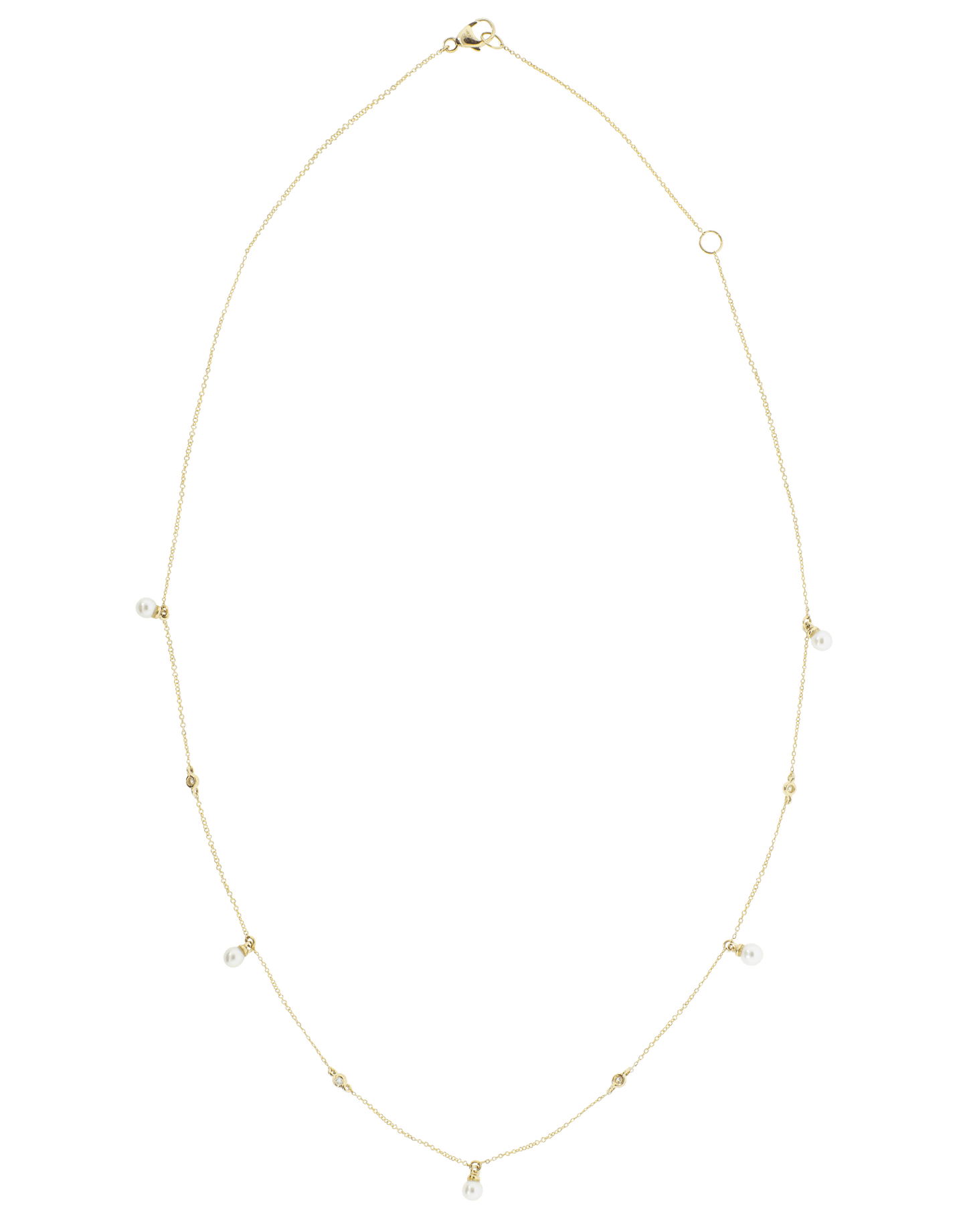 DANA REBECCA DESIGNS-Pearl Ivy Bezel Station Necklace-YELLOW GOLD