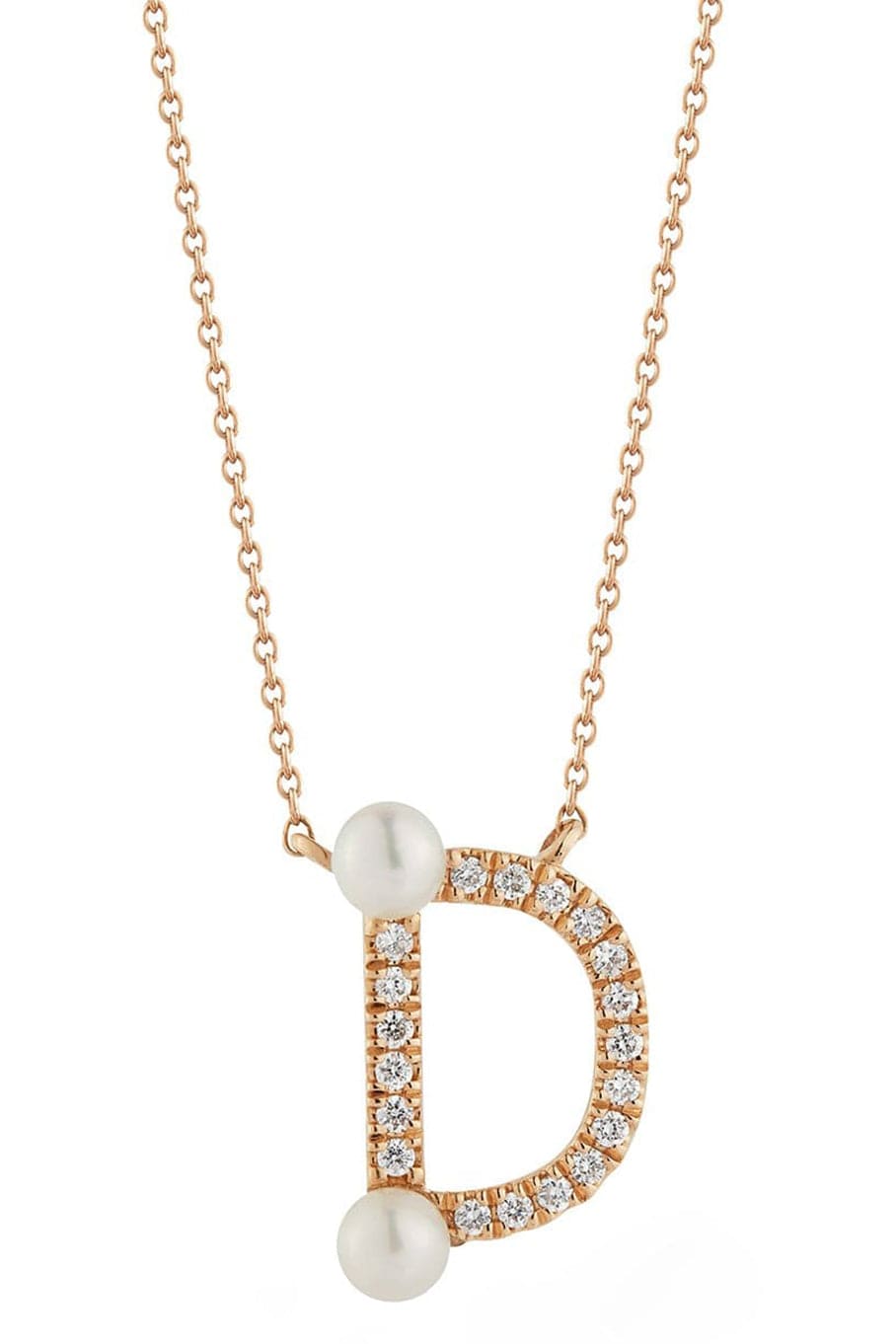 DANA REBECCA DESIGNS-Pearl Ivy Initial D Necklace-YELLOW GOLD