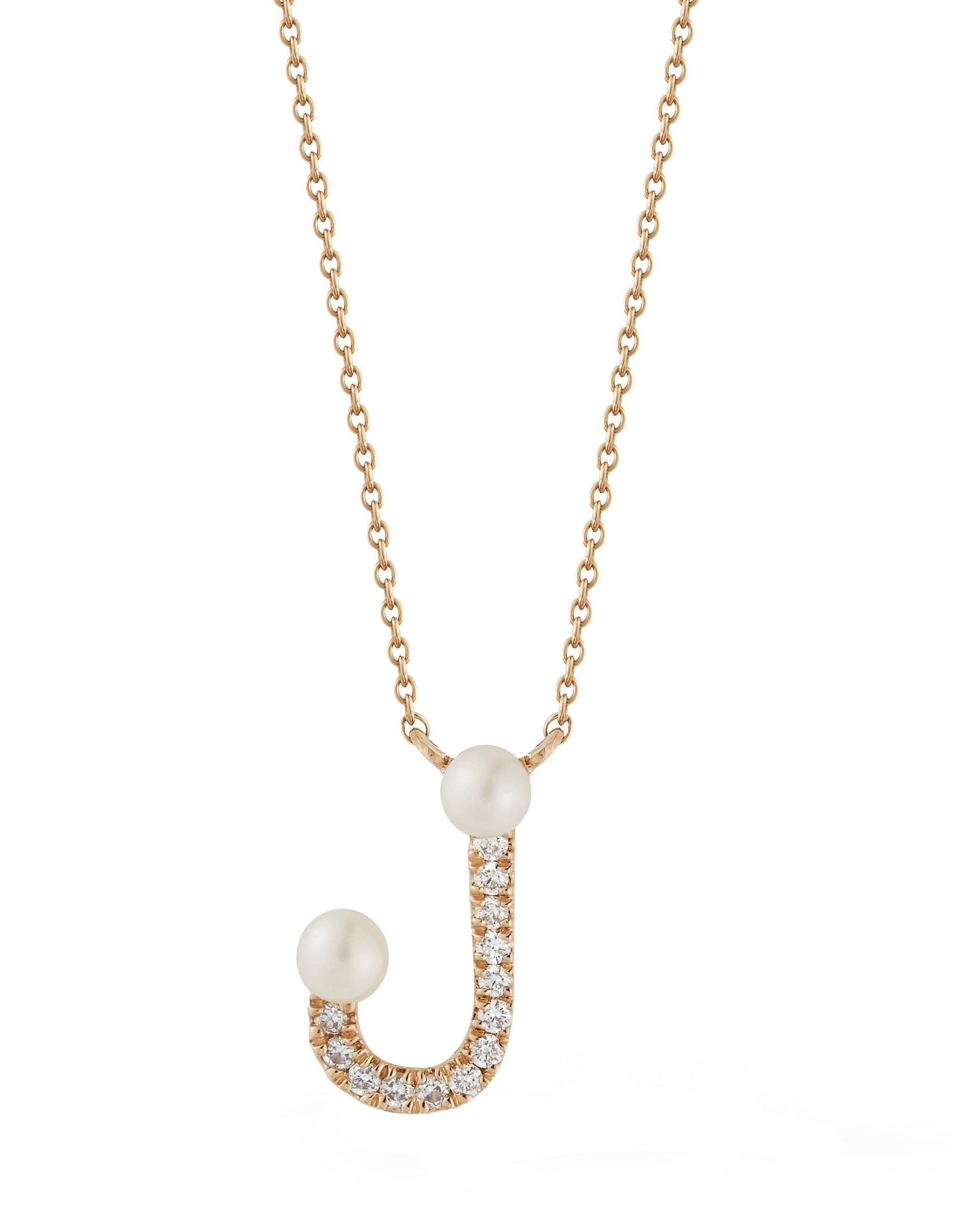 DANA REBECCA DESIGNS-Pearl Ivy Initial J Necklace-YELLOW GOLD