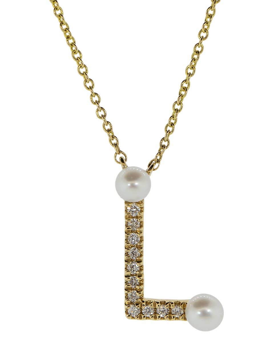 DANA REBECCA DESIGNS-Pearl Ivy Initial L Necklace-YELLOW GOLD
