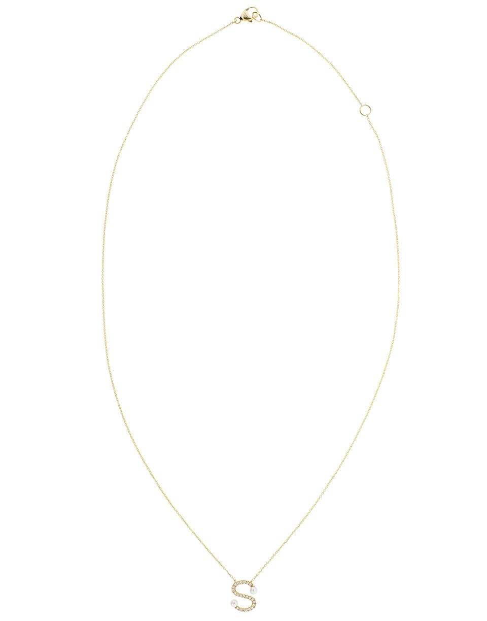 DANA REBECCA DESIGNS-Pearl Ivy Initial S Necklace-YELLOW GOLD