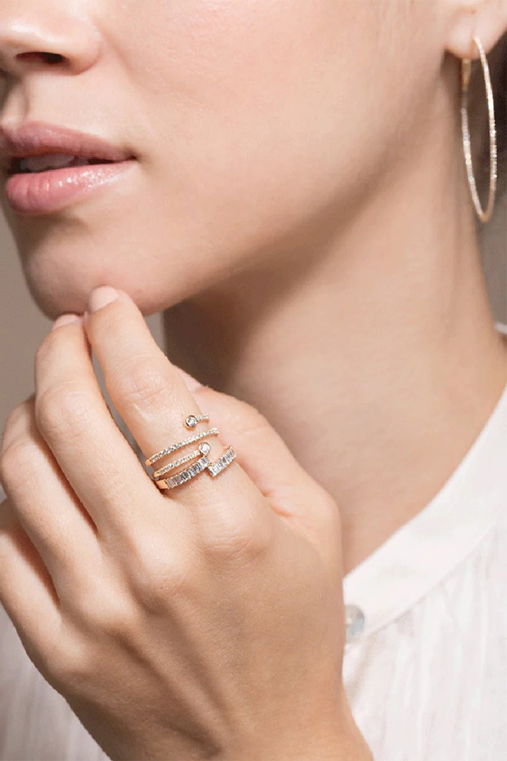 DANA REBECCA DESIGNS-Rose Gold Sadie Pearl Split Baguette Diamond Ring-ROSE GOLD