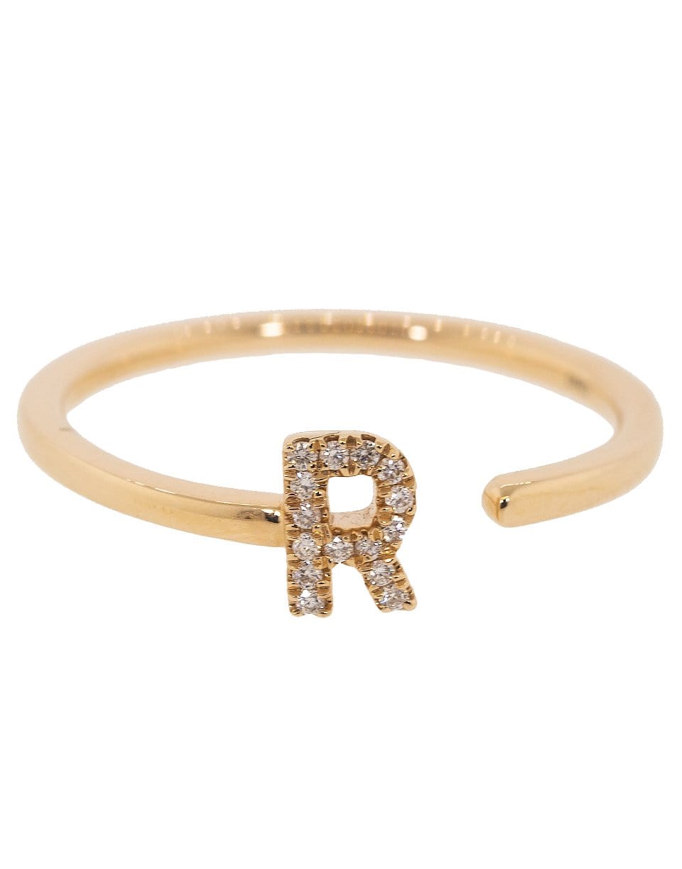 DANA REBECCA DESIGNS-R Diamond Pave Initial Ring-ROSE GOLD