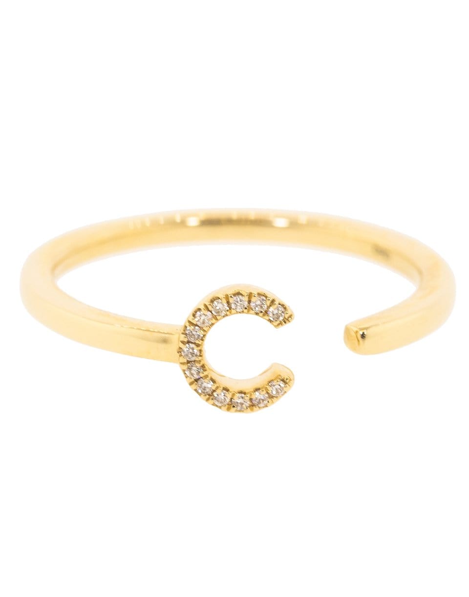 DANA REBECCA DESIGNS-C Diamond Pave Initial Ring-YELLOW GOLD