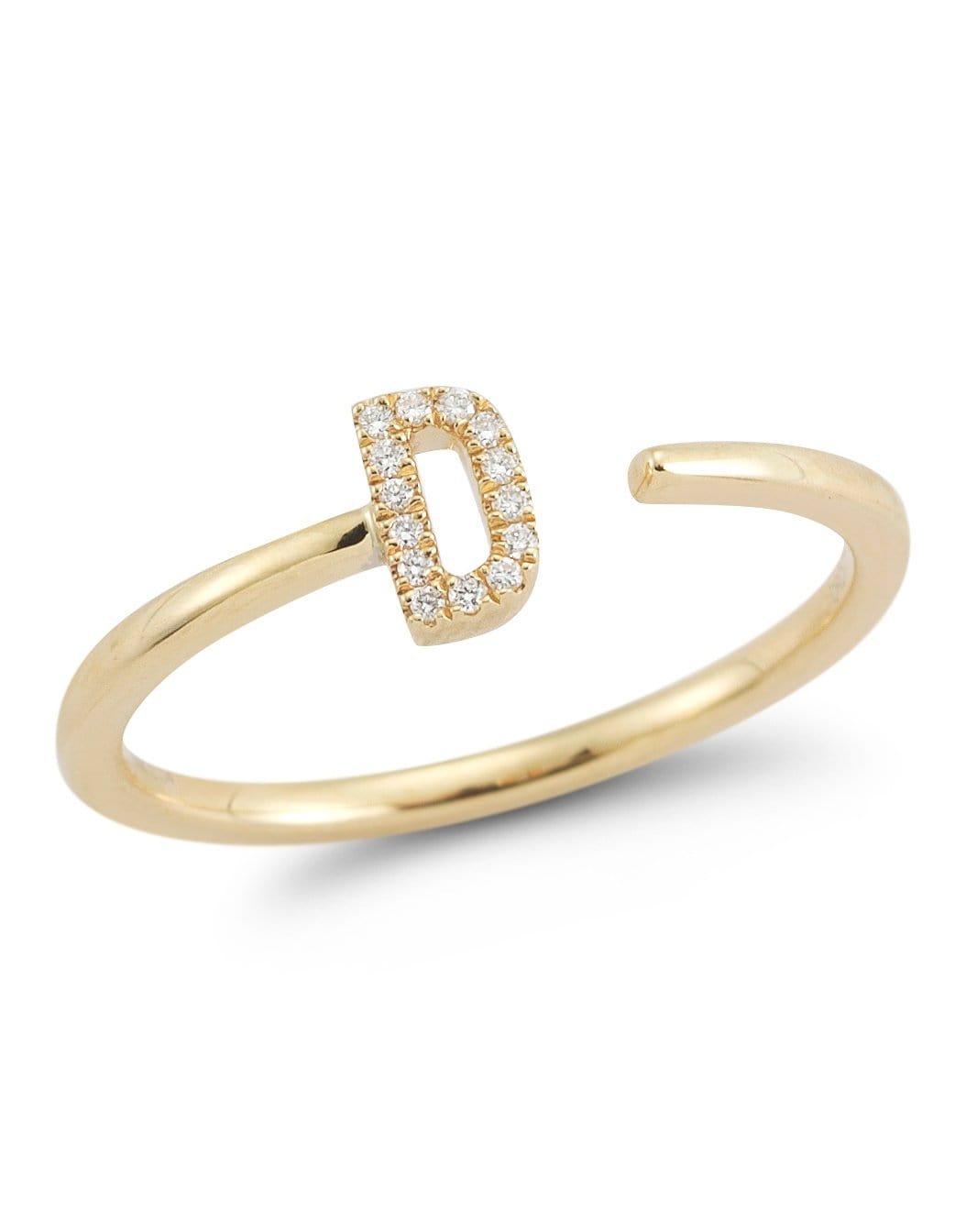 DANA REBECCA DESIGNS-DRD Diamond Single Initial D Ring-YELLOW GOLD
