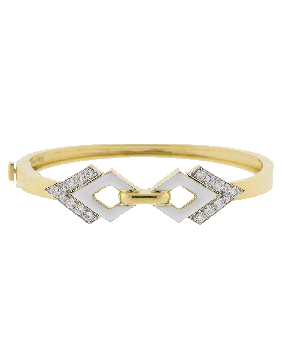 DAVID WEBB-Double Diamond And White Enamel Bracelet-YELLOW GOLD