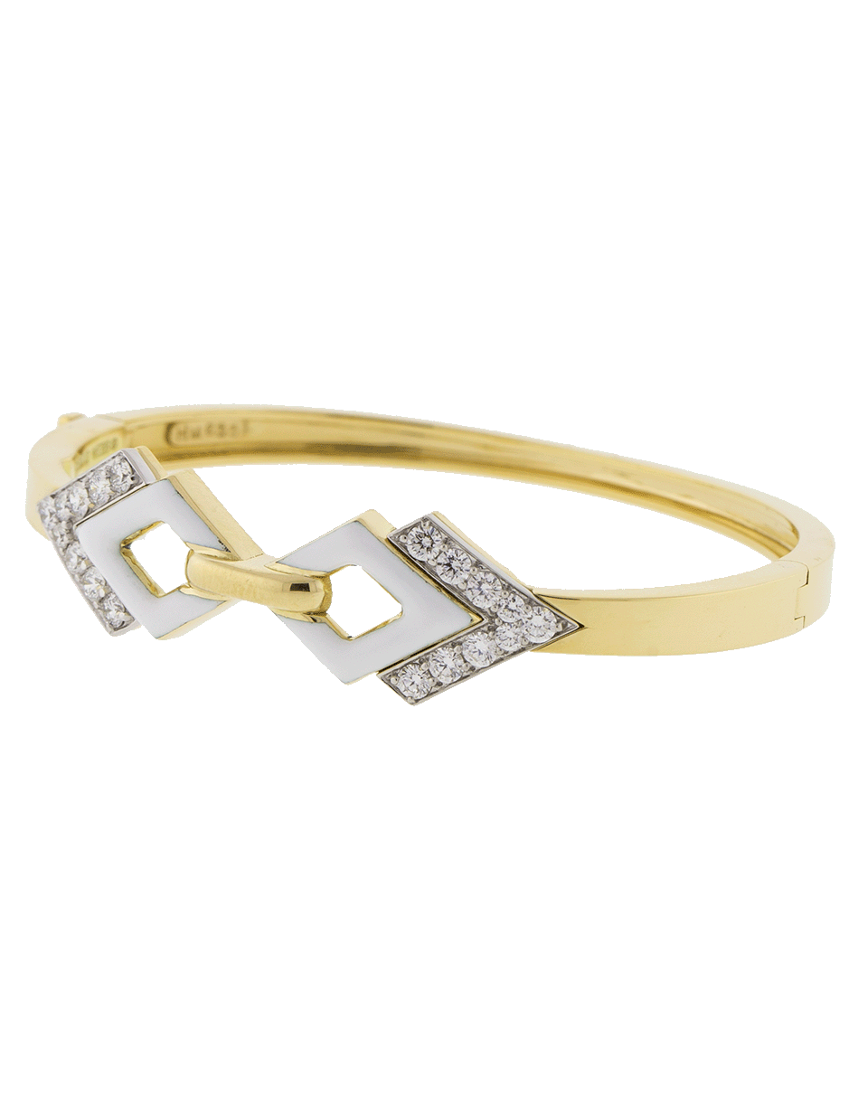 DAVID WEBB-Double Diamond And White Enamel Bracelet-YELLOW GOLD