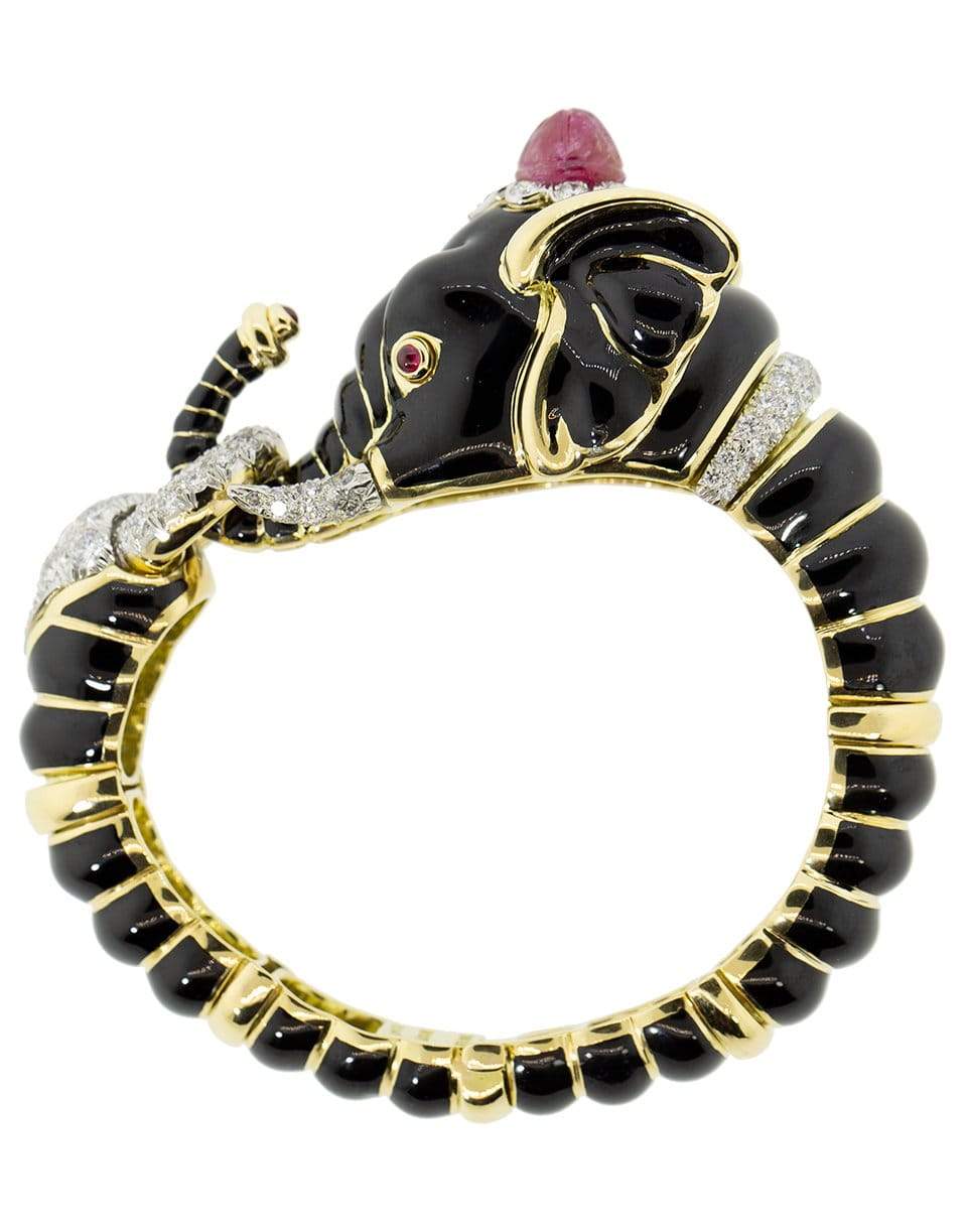 DAVID WEBB-Ruby and Diamond Elephant Bracelet-YELLOW GOLD