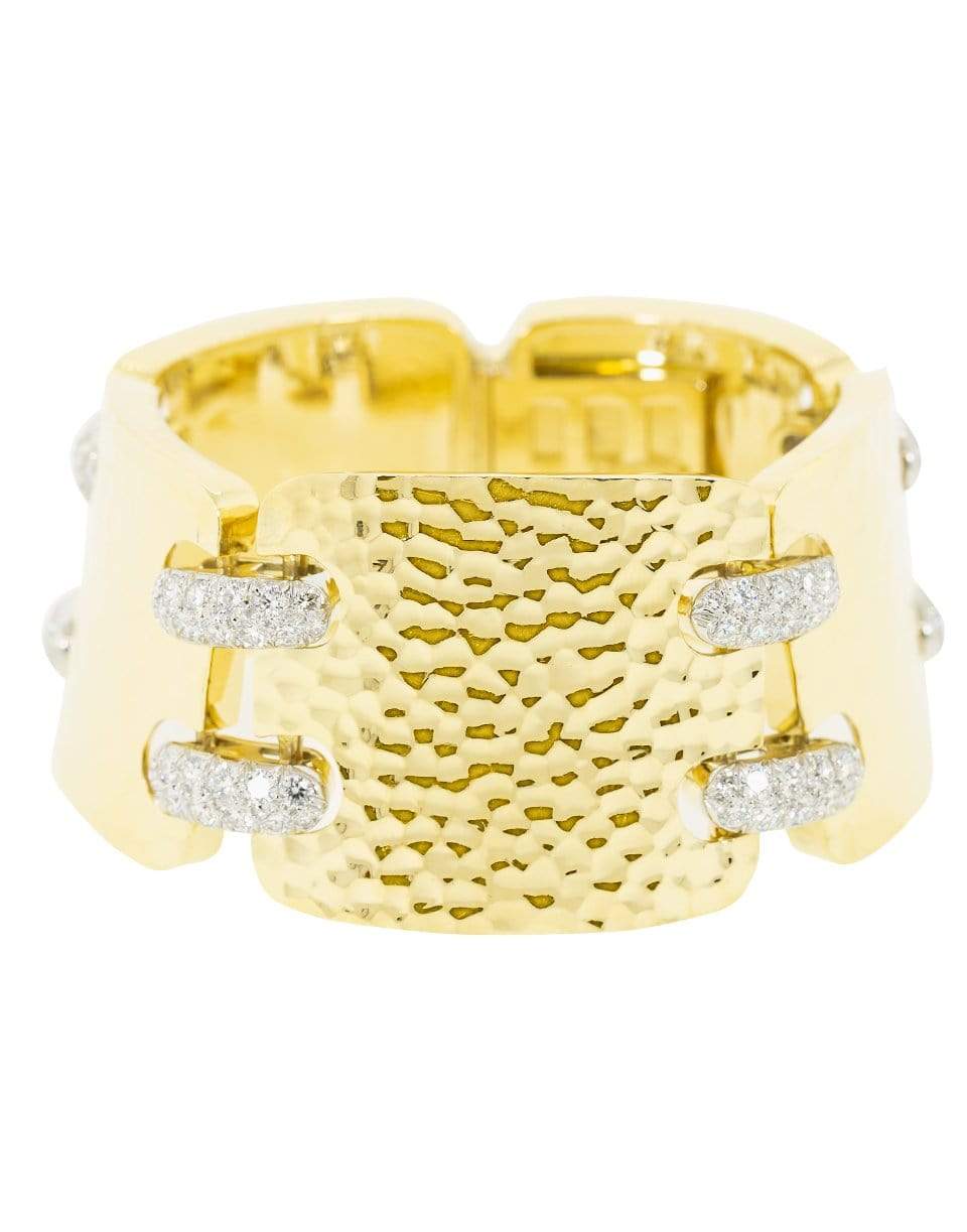 DAVID WEBB-Starlight Diamond Hammered Bracelet-YELLOW GOLD