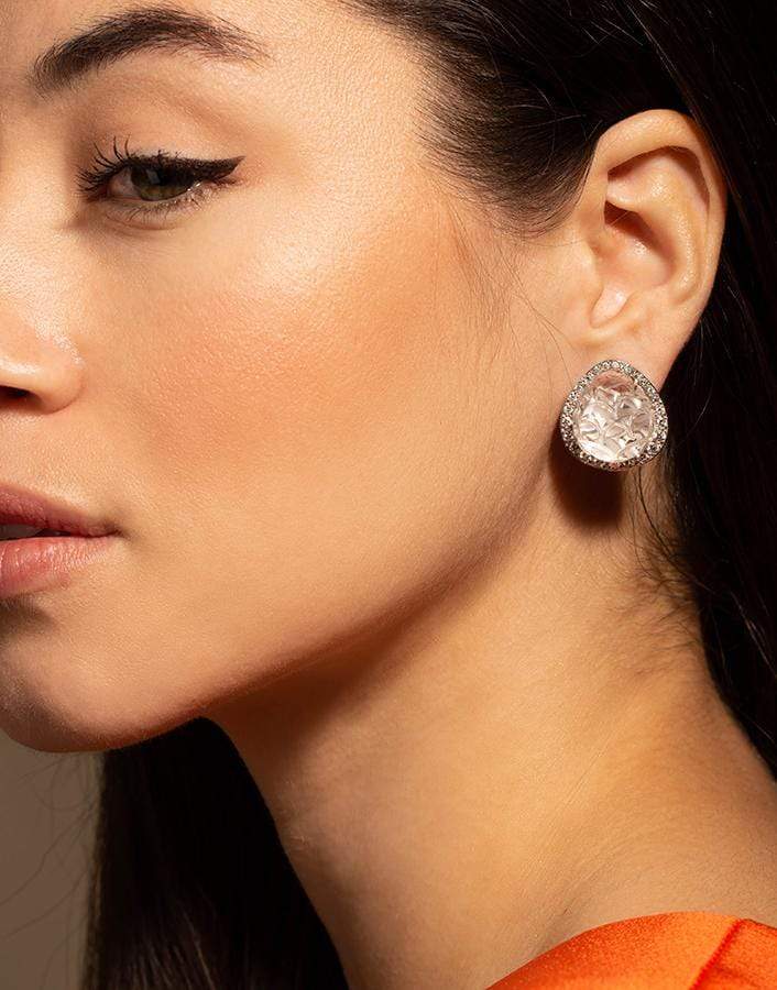 Carved Rock Crystal Diamond Earrings JEWELRYFINE JEWELEARRING DAVID WEBB   