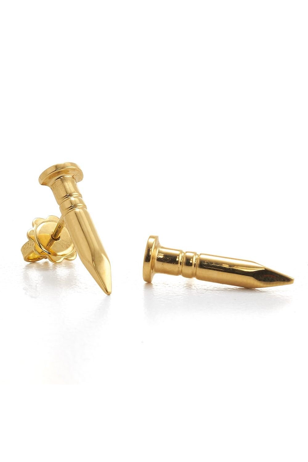 DAVID WEBB-Polished Gold Nail Stud Earrings-YELLOW GOLD