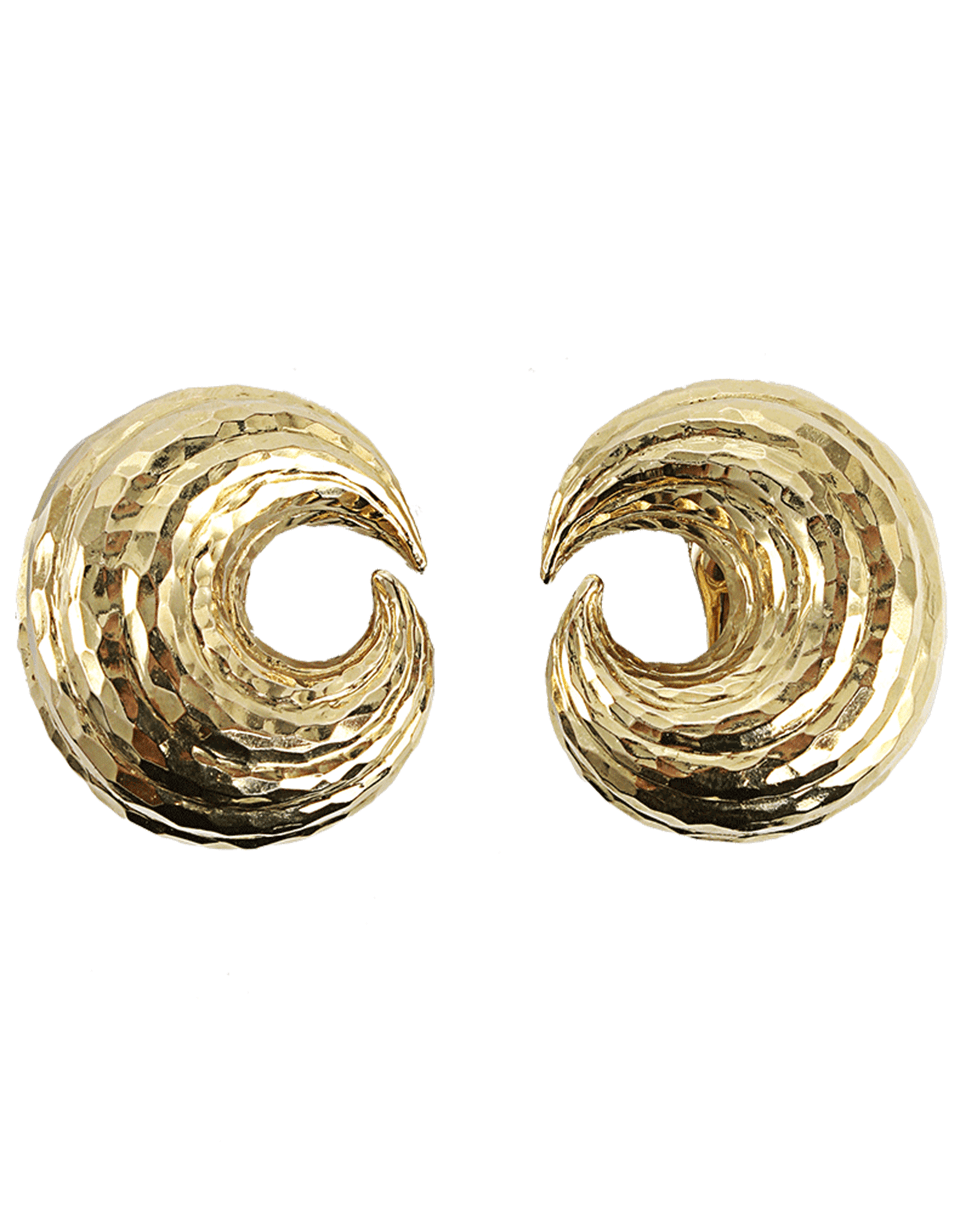 DAVID WEBB-Swirl Hammered Gold Earrings-YLW GOLD