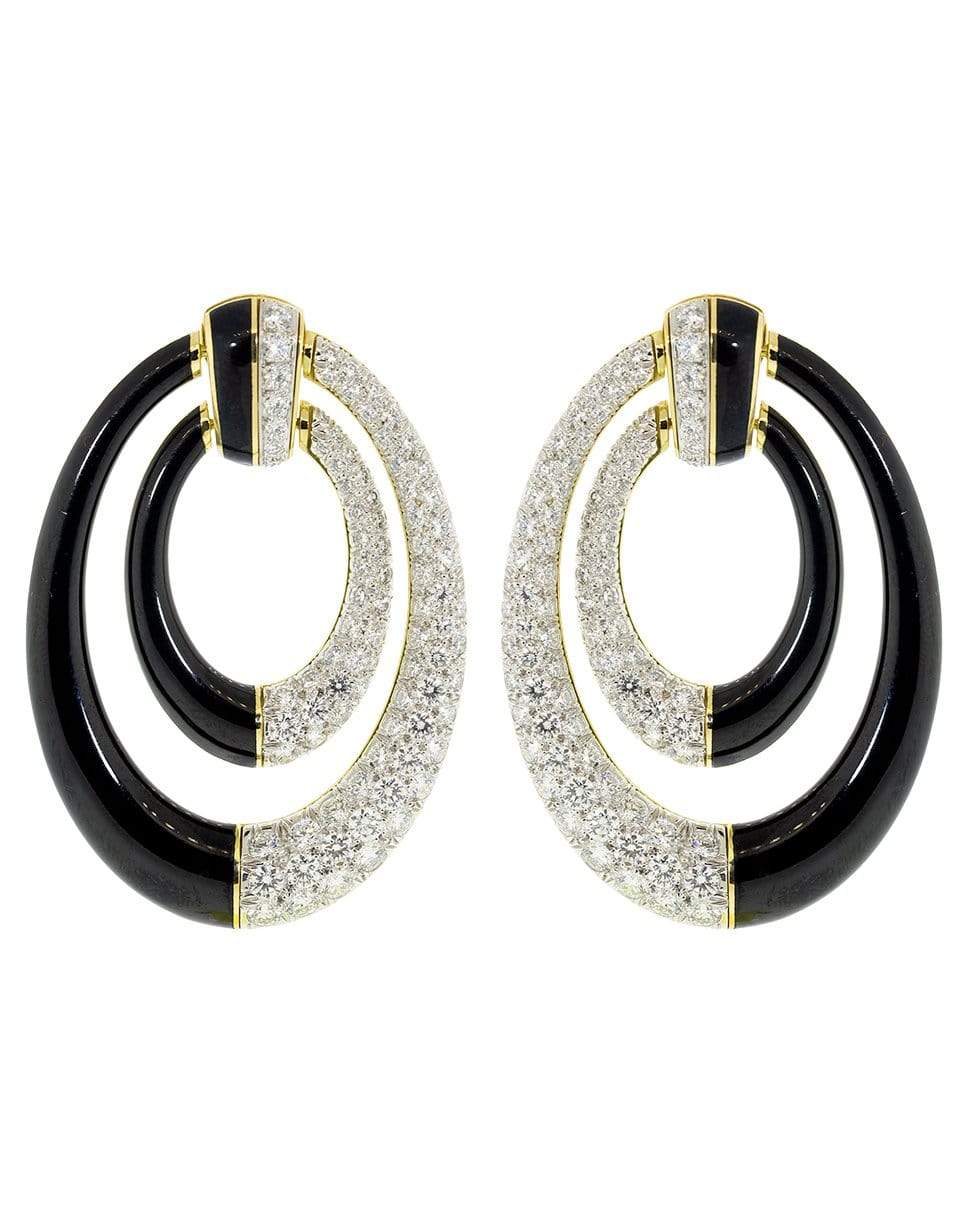 DAVID WEBB-Aline Black Enamel Diamond Earrings-YELLOW GOLD