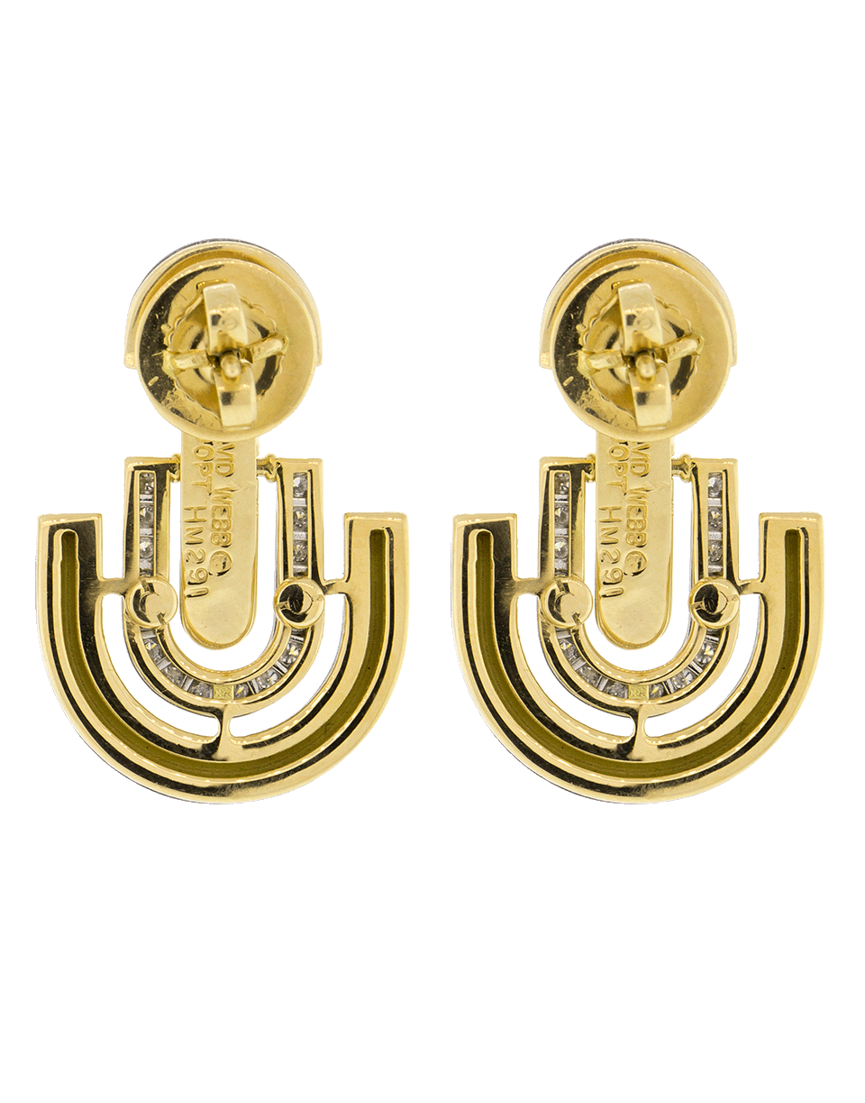 DAVID WEBB-Black Enamel And Diamond Unity Earrings-YELLOW GOLD