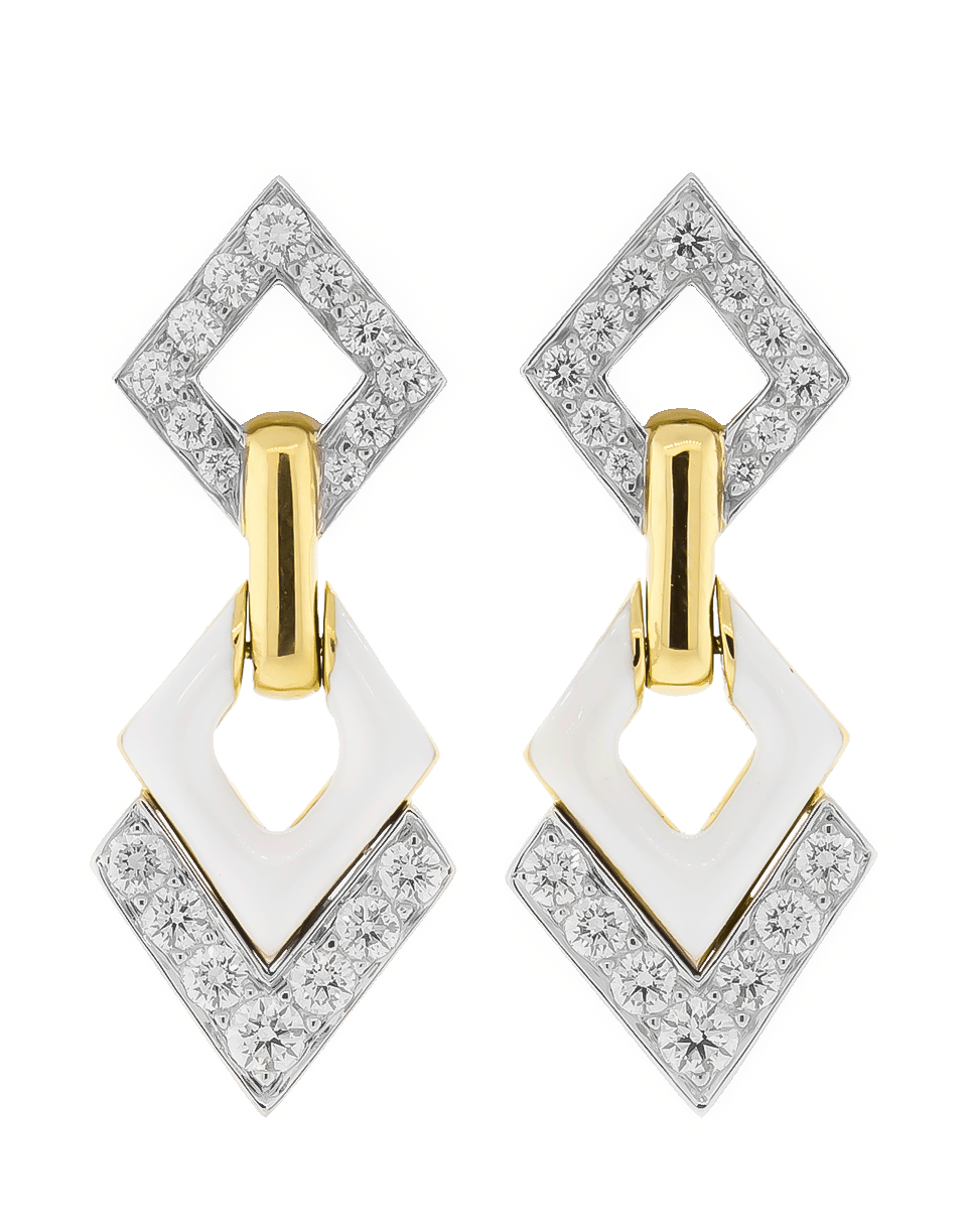 Double Diamond And White Enamel Earrings JEWELRYFINE JEWELEARRING DAVID WEBB   