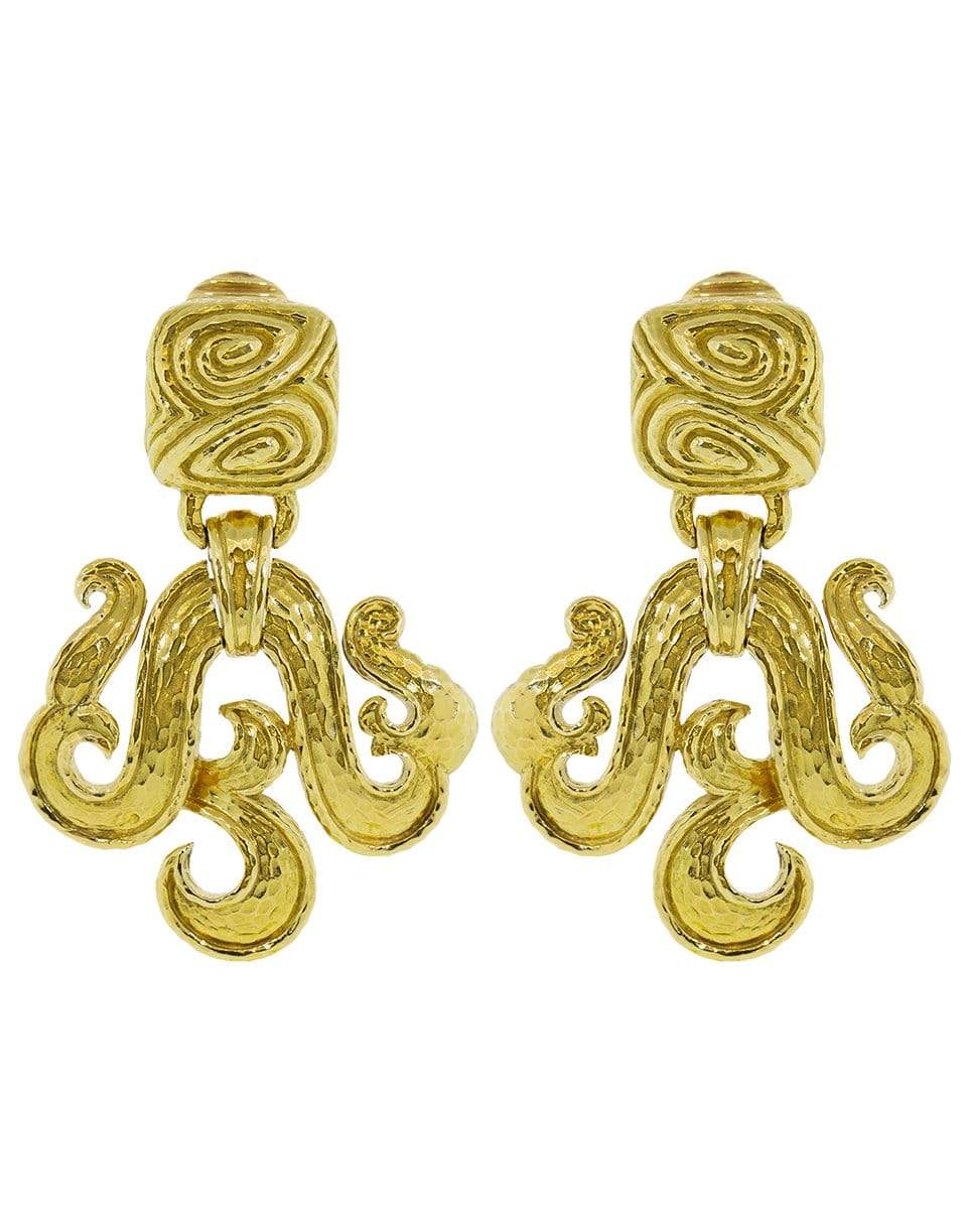 DAVID WEBB-Hammered Gold Scroll Earrings-YELLOW GOLD