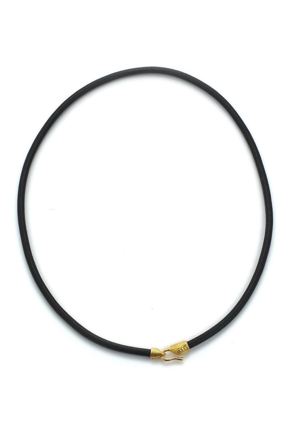 DAVID WEBB-Black Leather Chord Necklace-YELLOW GOLD