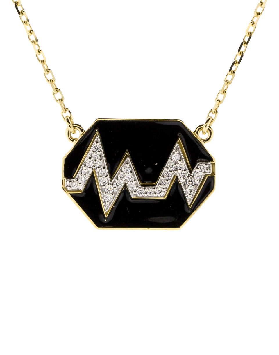 DAVID WEBB-Black Enamel And Diamond Skip Necklace-YELLOW GOLD