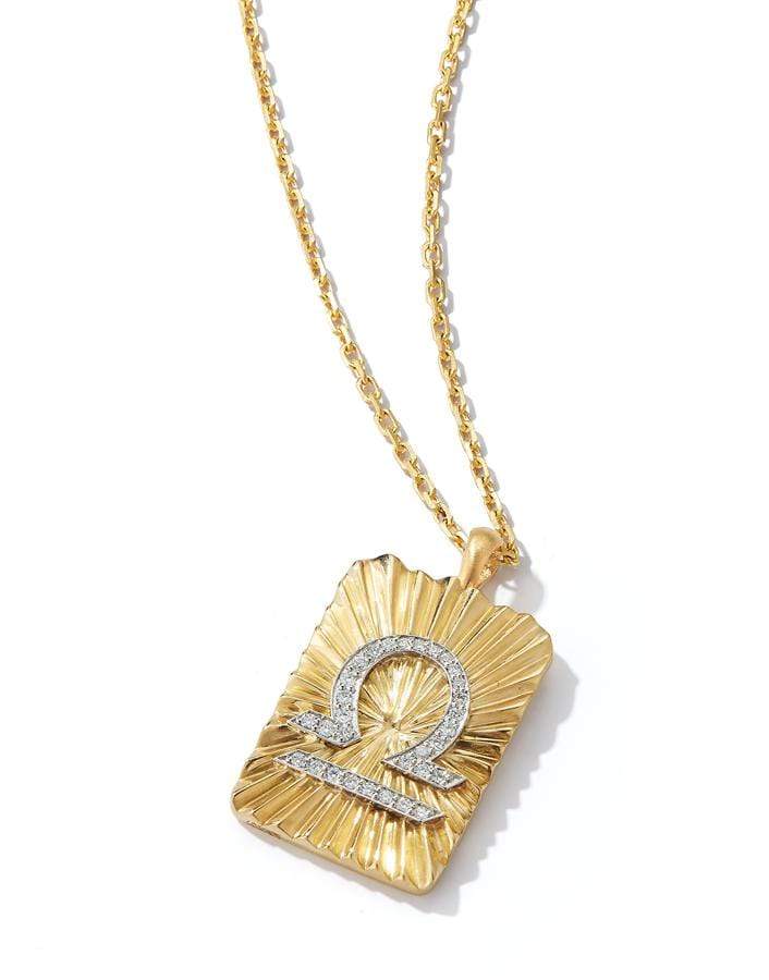DAVID WEBB-Diamond Libra Zodiac Pendant Necklace-YELLOW GOLD