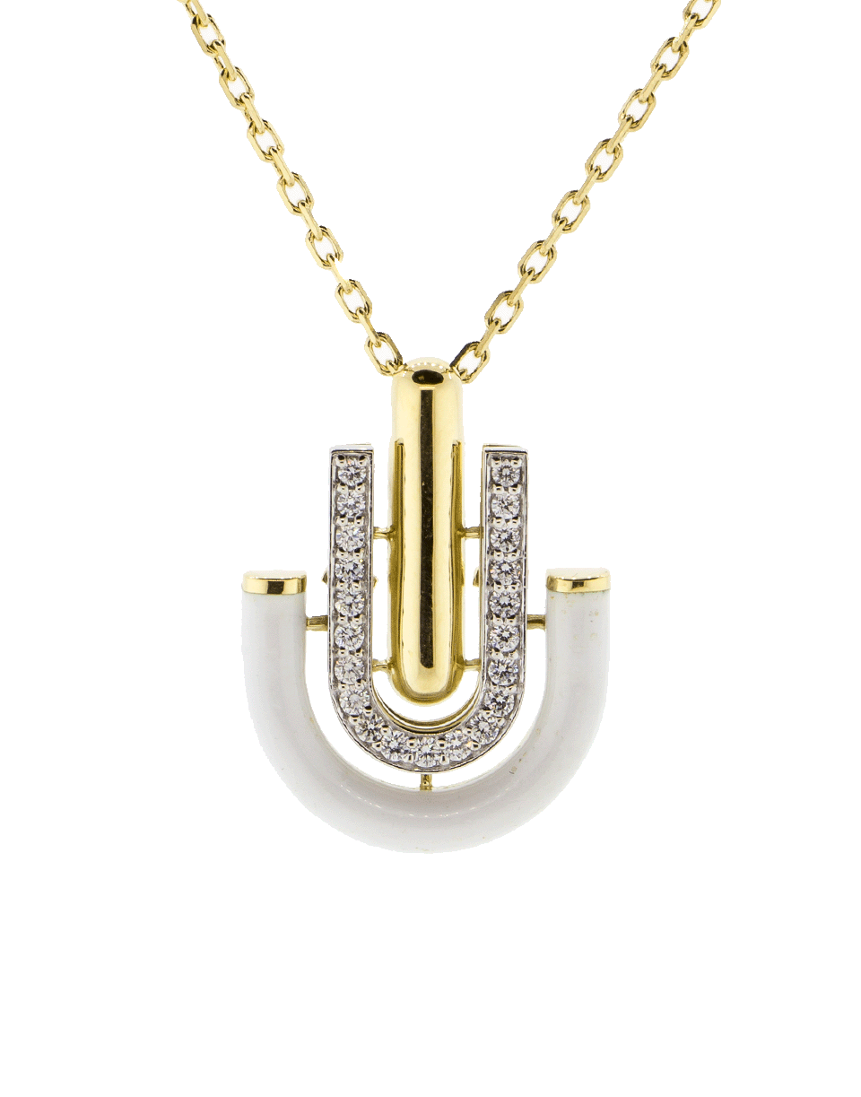 DAVID WEBB-Unity White Enamel And Diamond Necklace-YELLOW GOLD