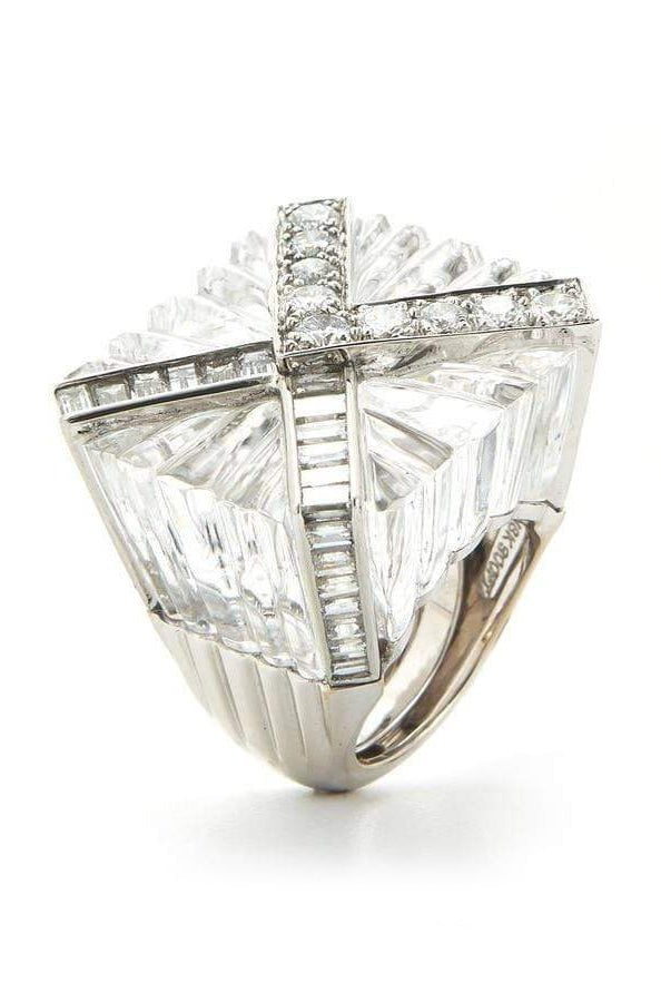 Envelope Rock Crystal and Diamond Ring JEWELRYFINE JEWELRING DAVID WEBB   