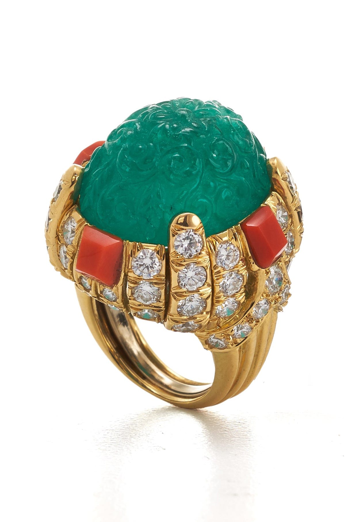 DAVID WEBB-Emerald Reverly Ring-YELLOW GOLD