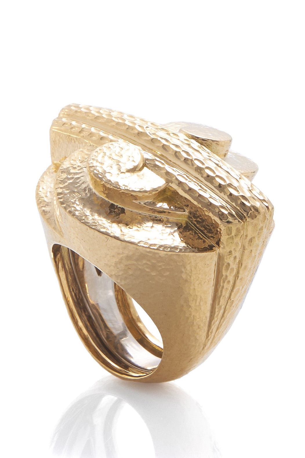 DAVID WEBB-Double Scroll Step Ring-YELLOW GOLD