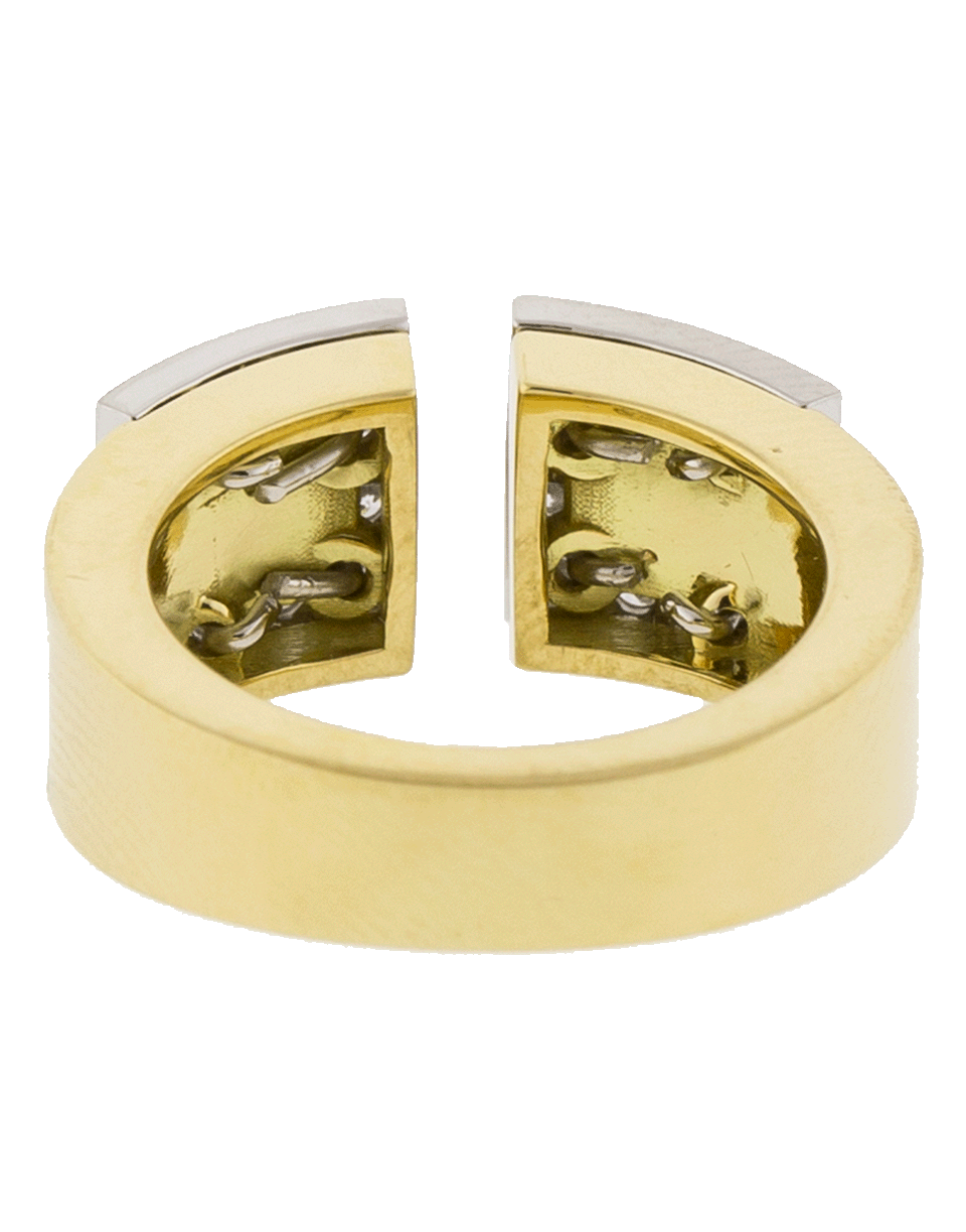 DAVID WEBB-White Enamel And Diamond Gap Ring-YELLOW GOLD