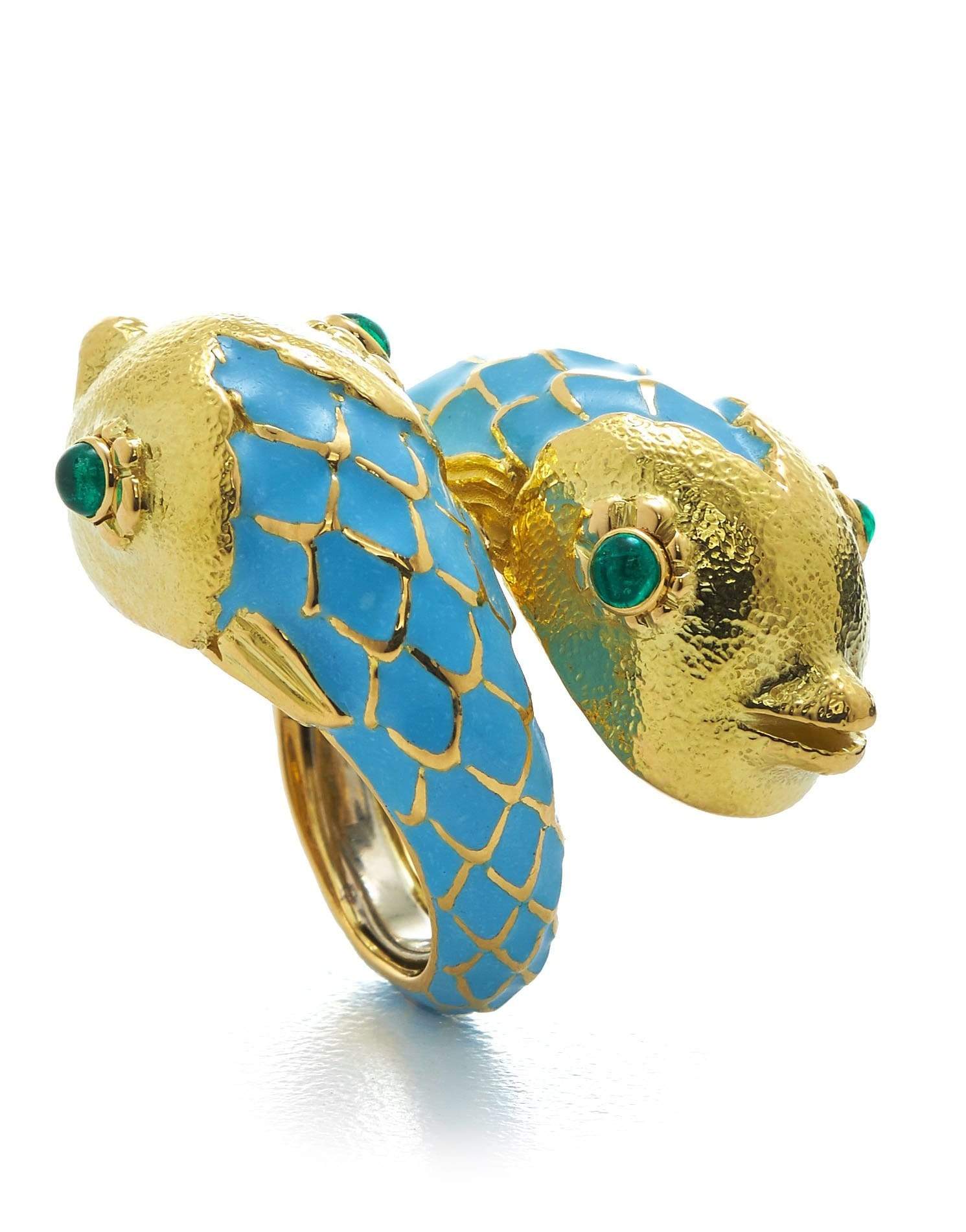 DAVID WEBB-Baby Blue Pisces Ring-YELLOW GOLD