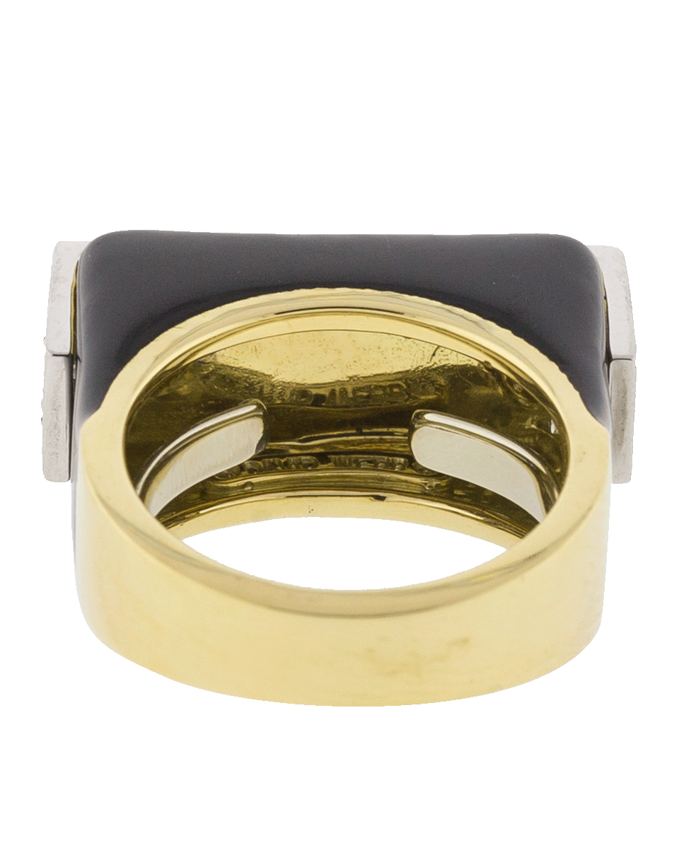 DAVID WEBB-Black Enamel And Diamond Hero Ring-YELLOW GOLD