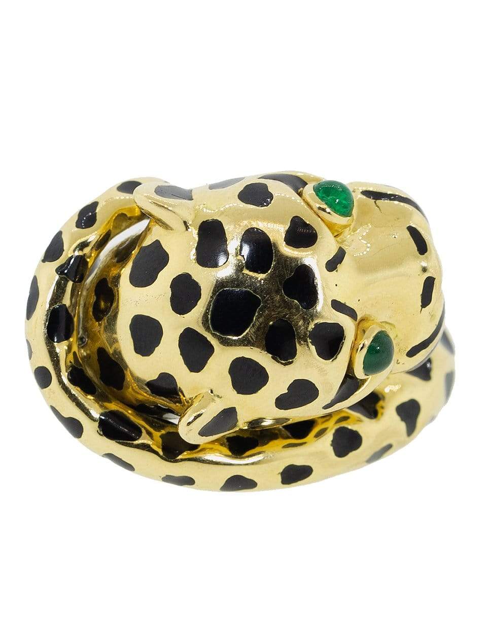 DAVID WEBB-Leopard Black Enamel and Emerald Ring-YELLOW GOLD