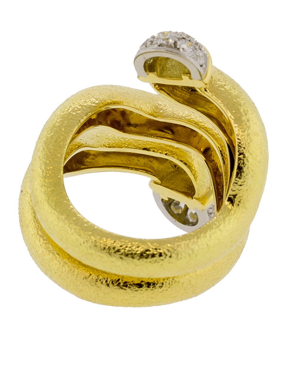 DAVID WEBB-Wave Double Diamond Tip Nail Ring-YELLOW GOLD