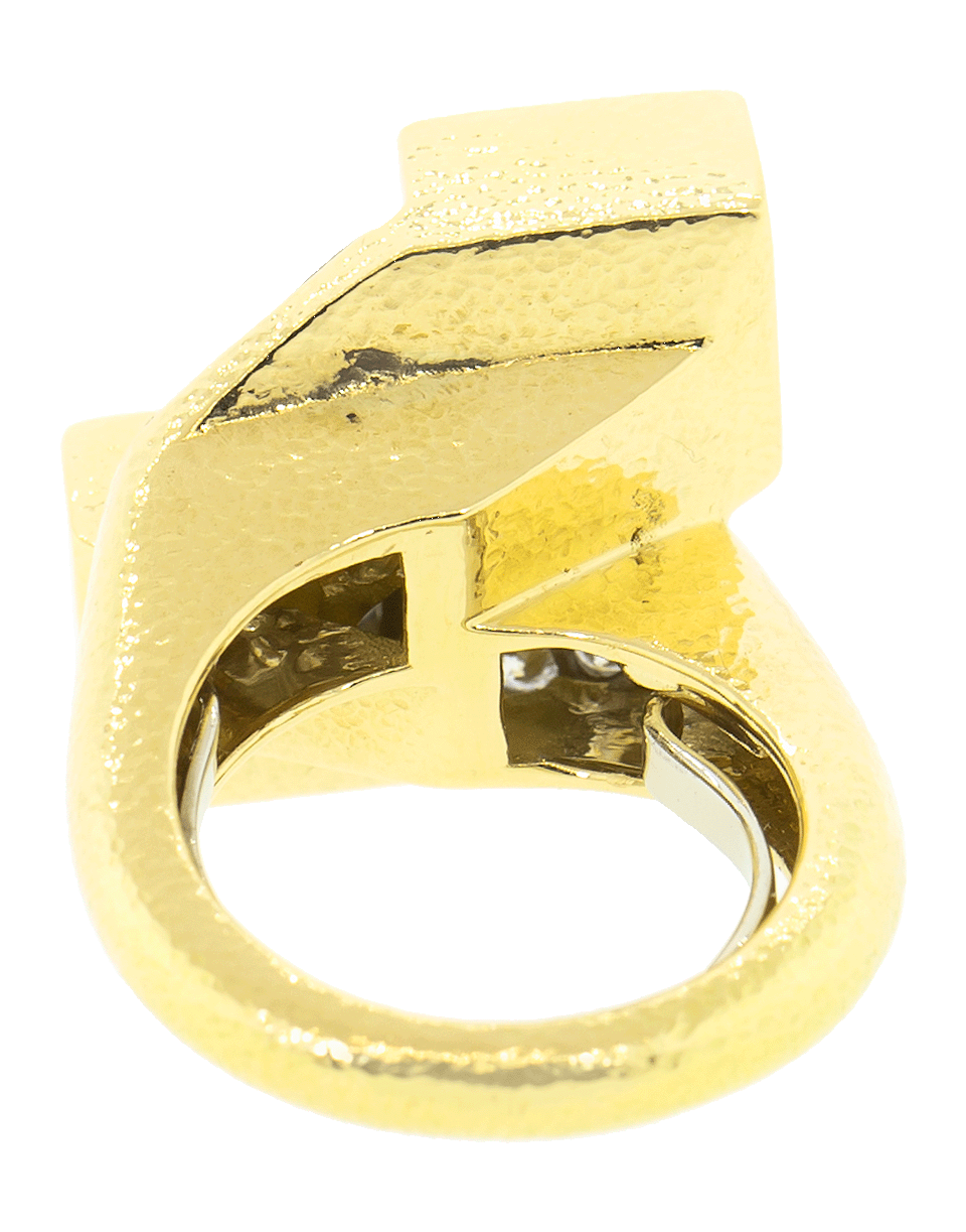 DAVID WEBB-Diamond Hammered Gold Ring-YELLOW GOLD