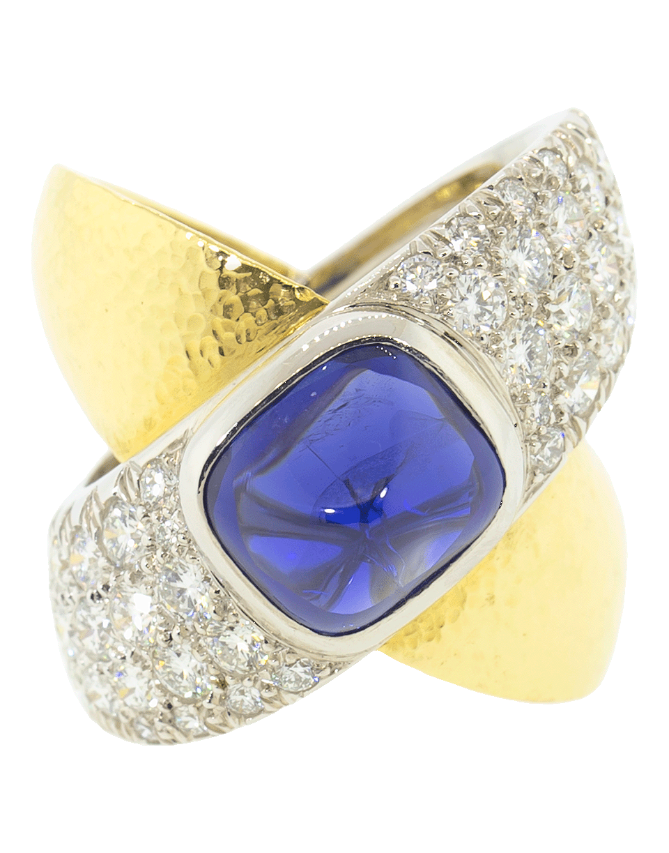 DAVID WEBB-Sapphire X Ring-YELLOW GOLD