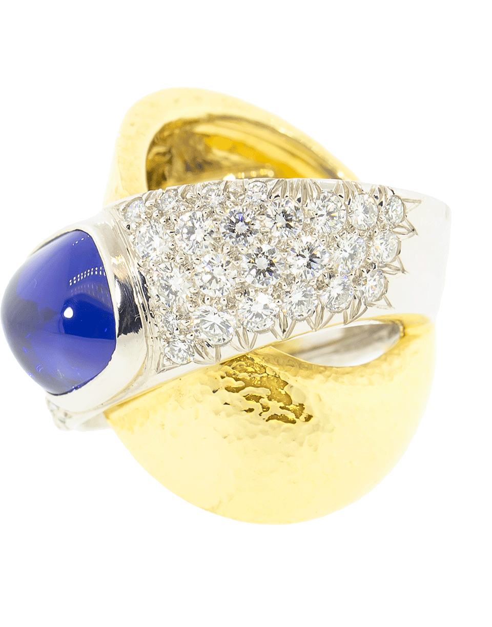 DAVID WEBB-Sapphire X Ring-YELLOW GOLD