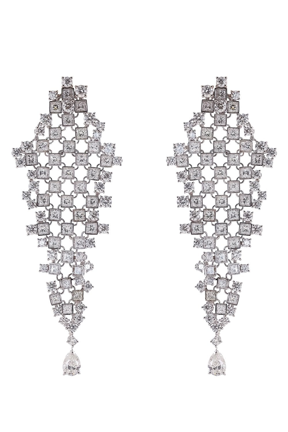 DIANA M. JEWELS-Diamond Chandelier Earrings-WHITE GOLD