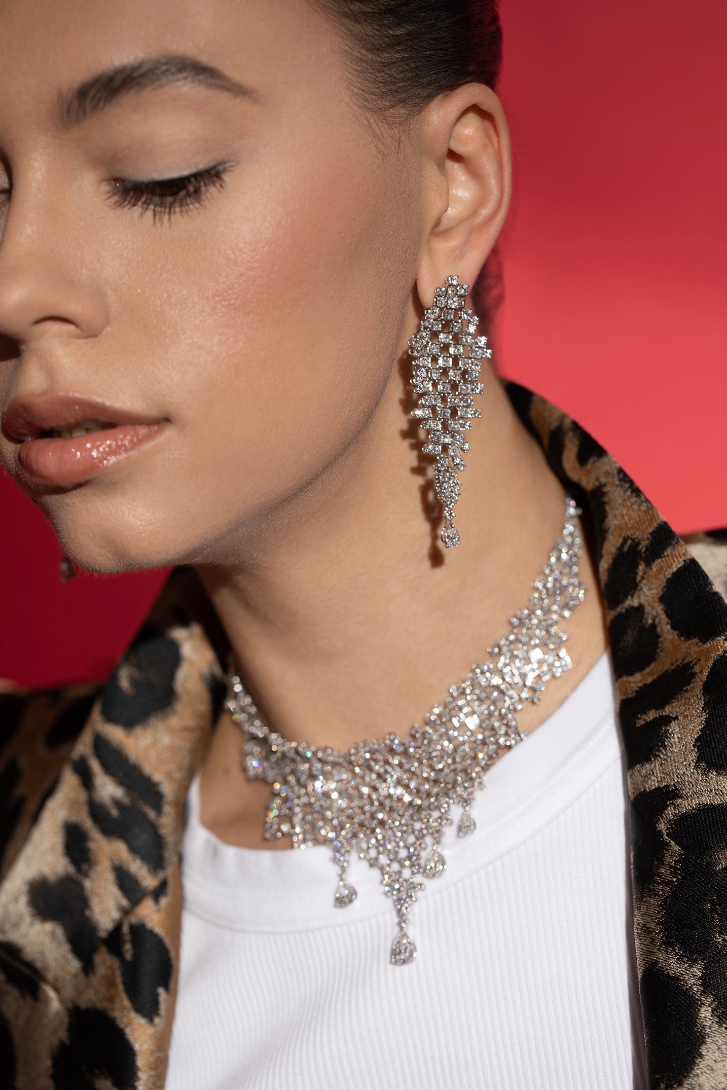 DIANA M. JEWELS-Diamond Chandelier Earrings-WHITE GOLD