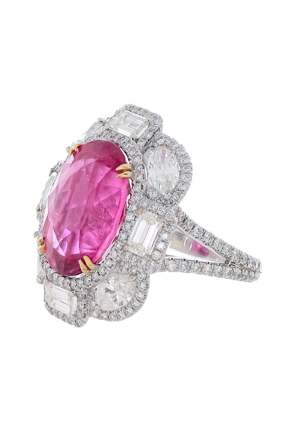 DIANA M. JEWELS-Pink Turmaline Diamond Ring-PLATINUM