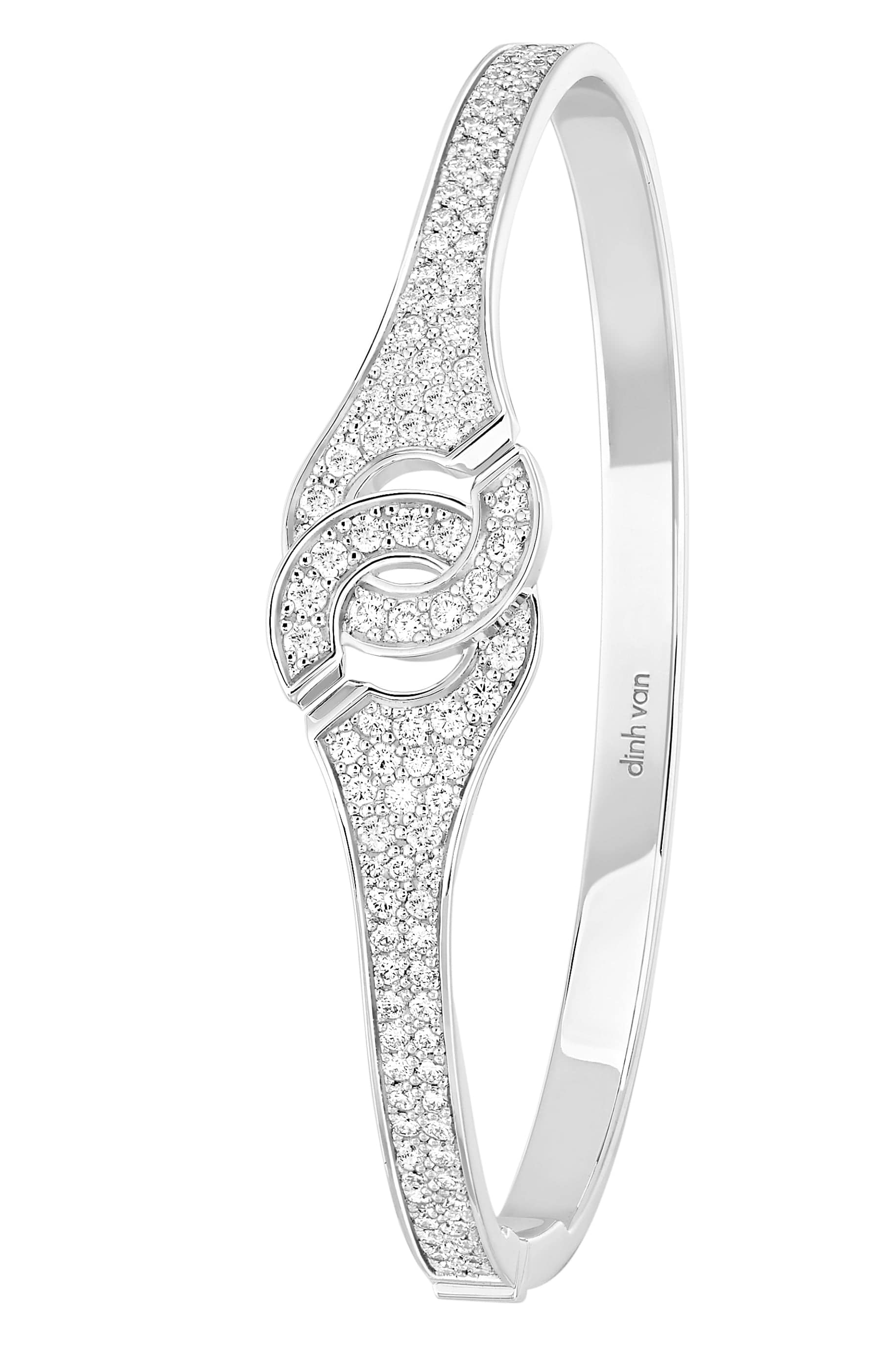 DINH VAN-Menottes R12 Diamond Pave Bracelet-WHITE GOLD