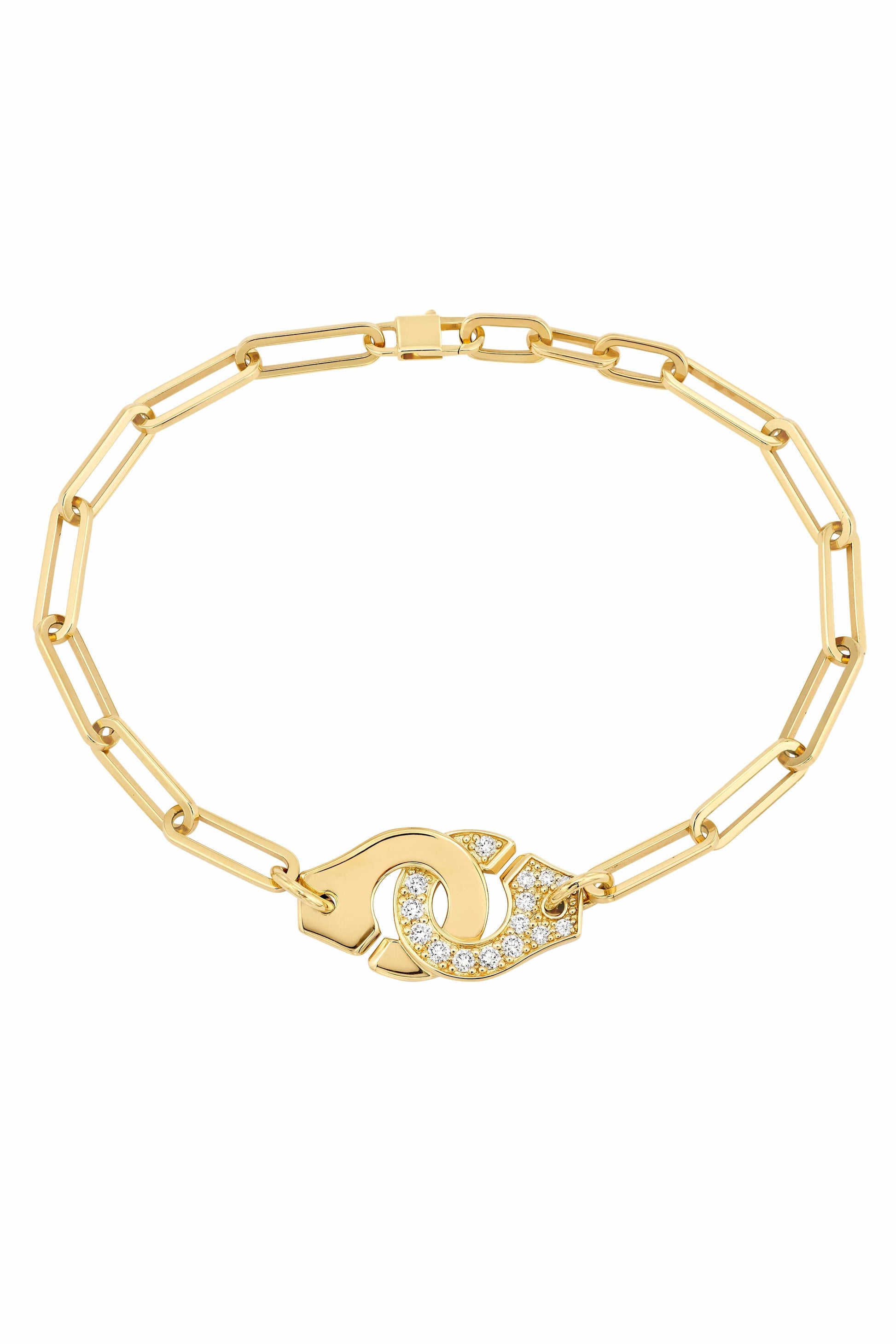 DINH VAN-Menottes R12 Half Diamond Bracelet-YELLOW GOLD