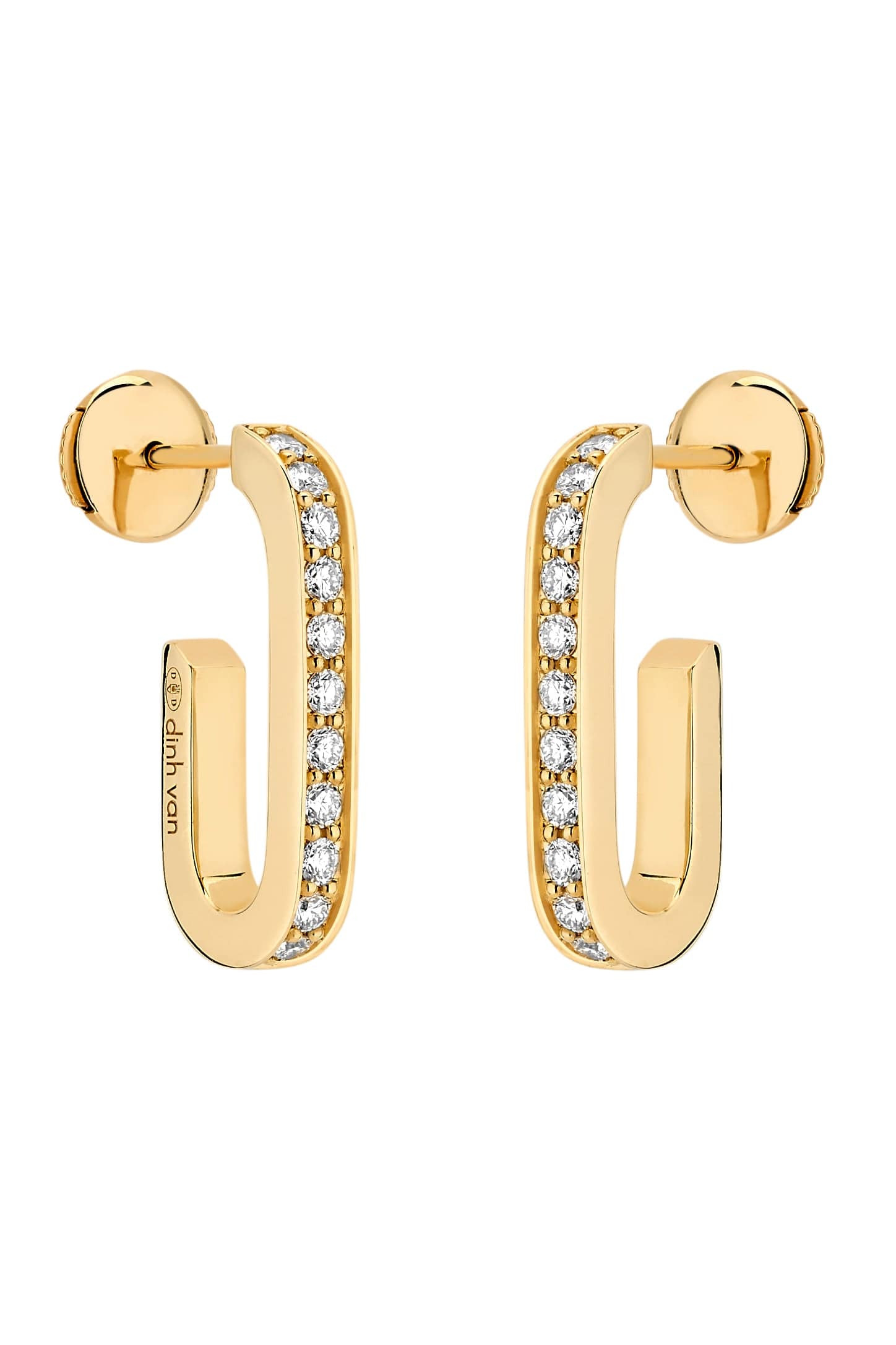 DINH VAN-Maillon L Diamond Earrings-YELLOW GOLD