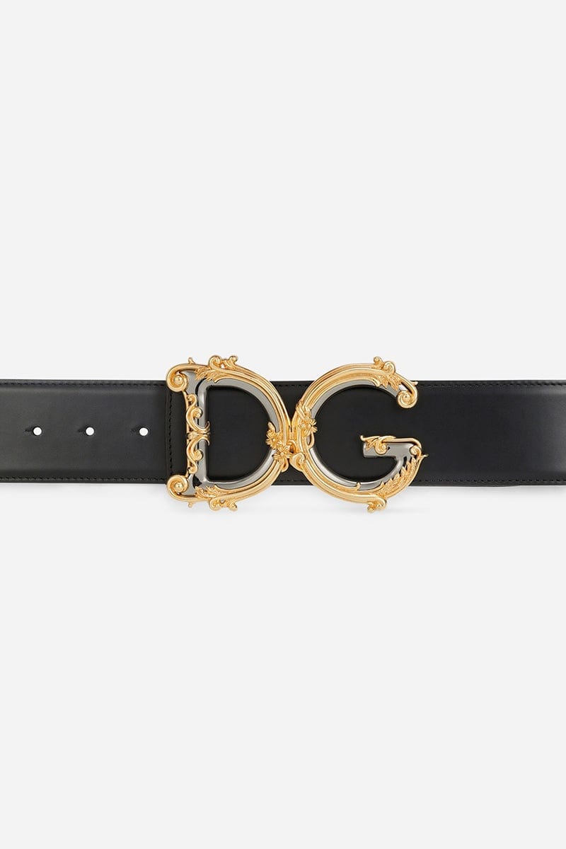 DOLCE & GABBANA-Belt With DG Logo Buckle - Nero-