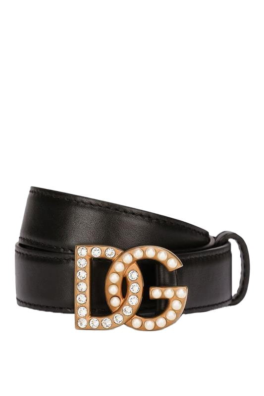 DOLCE & GABBANA-DG Crystal Logo Belt-