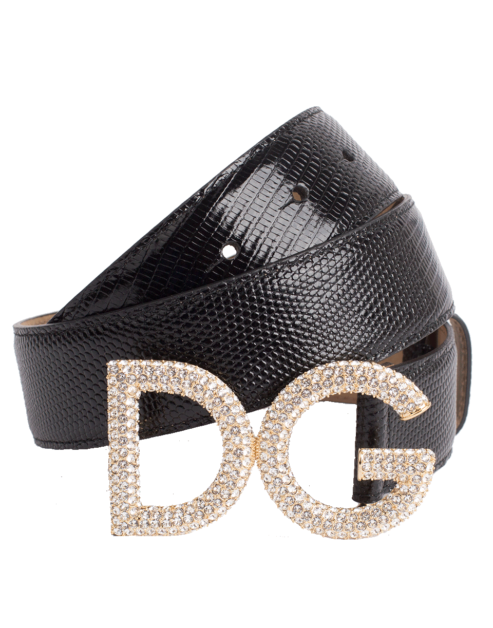DOLCE & GABBANA-Iguana DG Crystal Logo Belt-